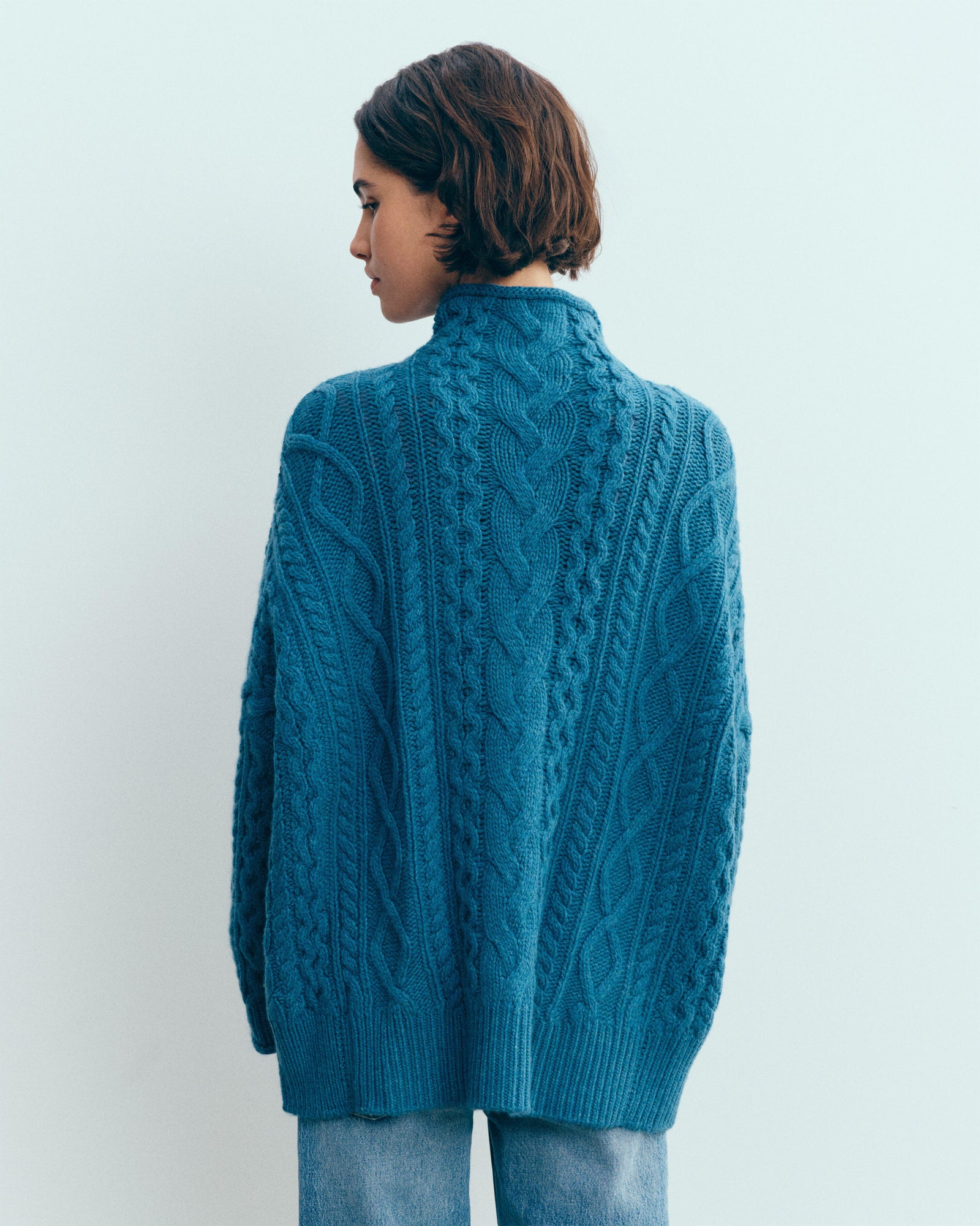 Col montant à torsades les 40 ans-BLEU CANOE-100% cachemire