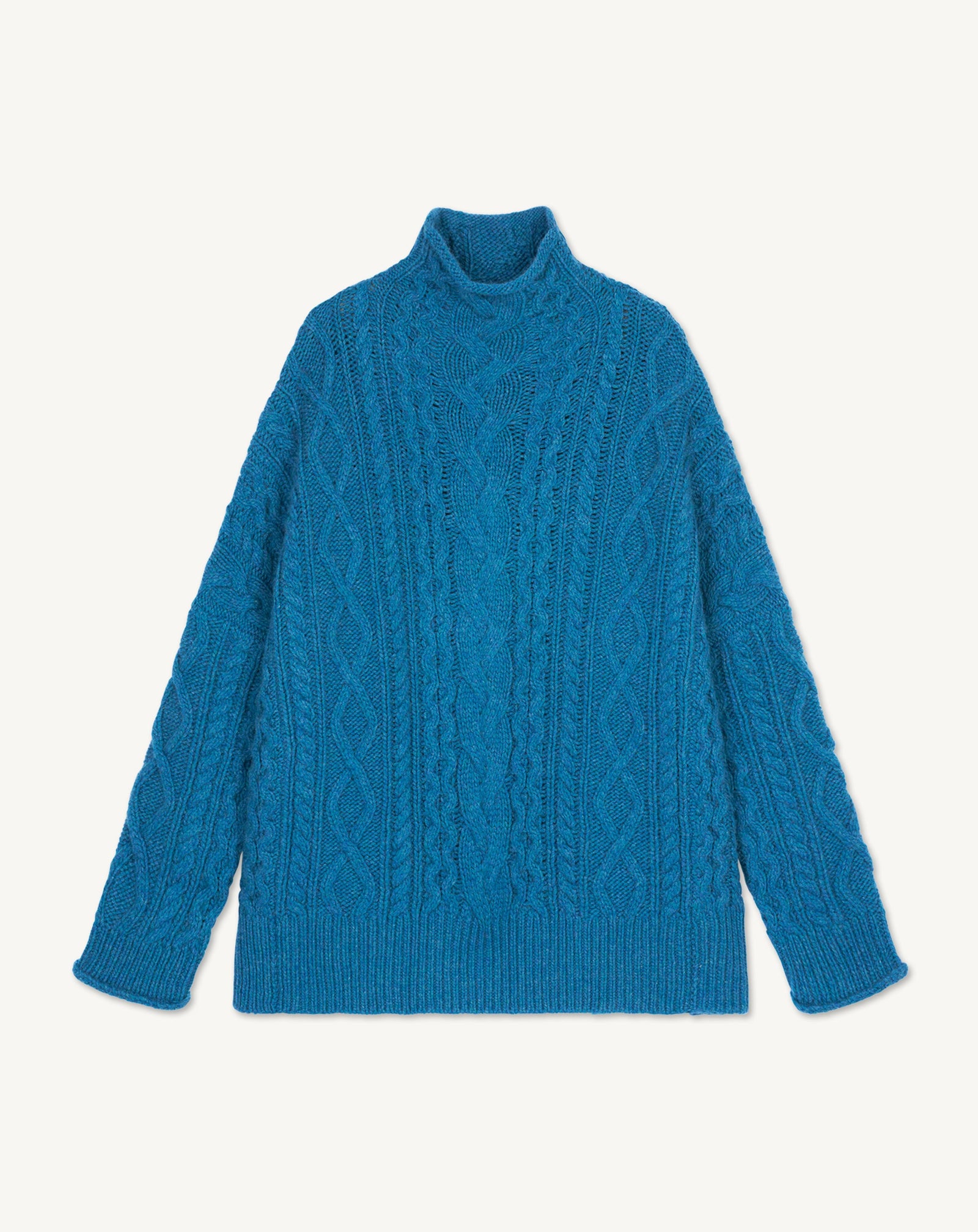 Col montant à torsades les 40 ans-BLEU CANOE-100% cachemire