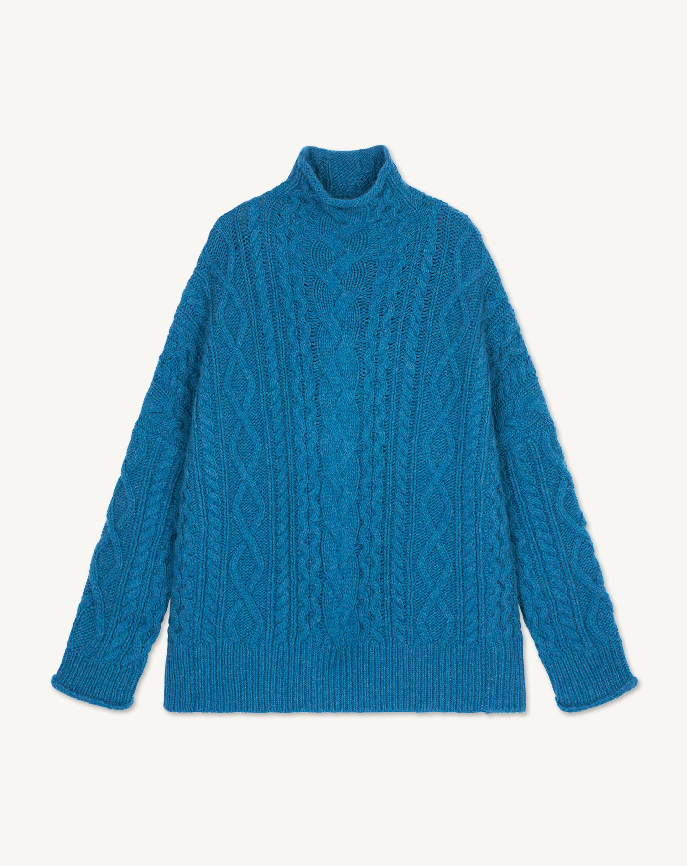 Col montant à torsades les 40 ans-BLEU CANOE-100% cachemire