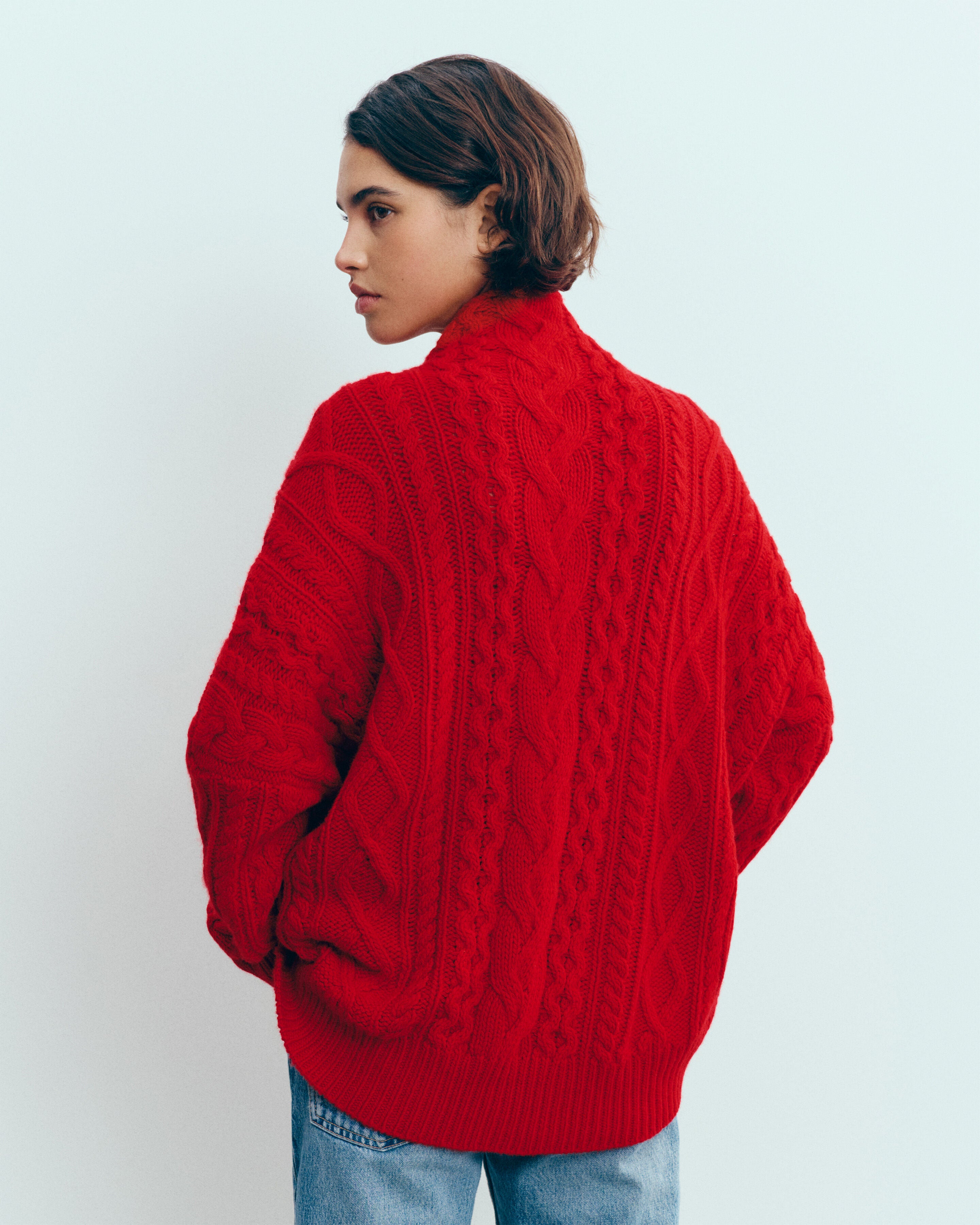 Col montant à torsades les 40 ans-ROUGE QUARANTE-100% cachemire