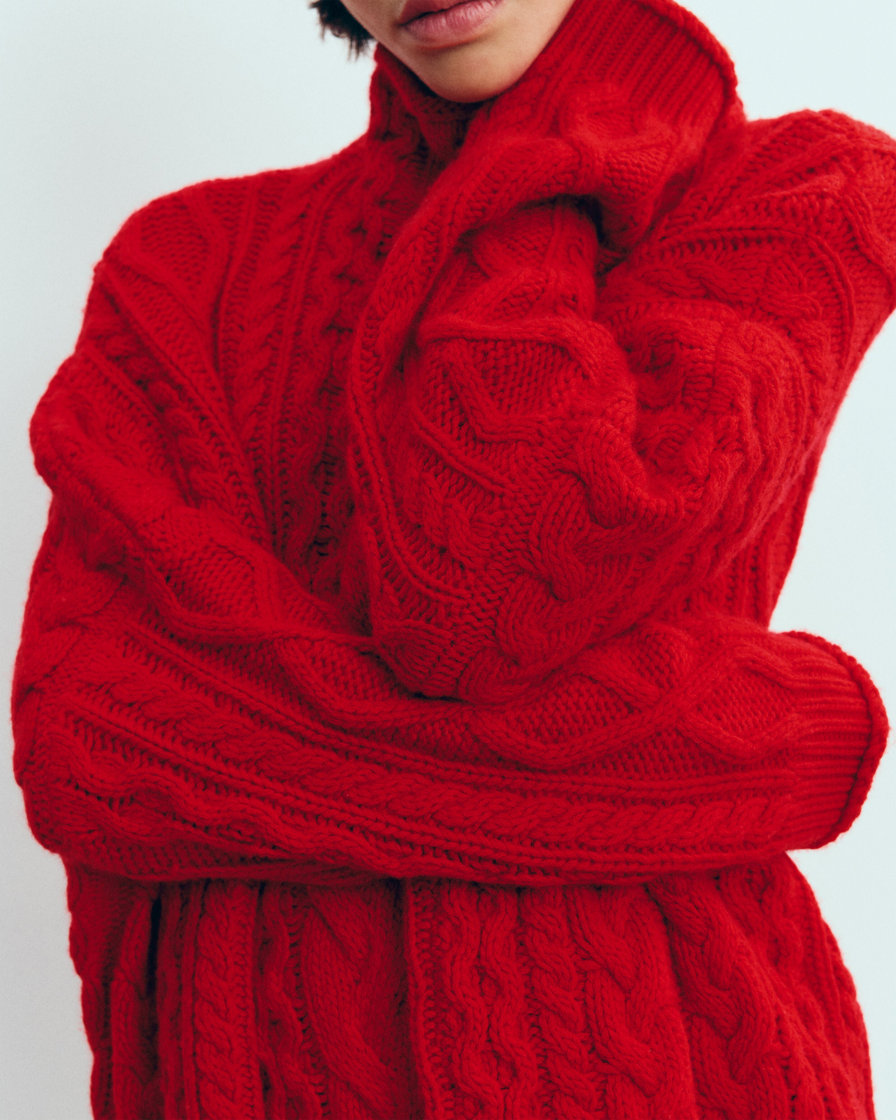 Col montant à torsades - les 40 ans-ROUGE QUARANTE-100% cachemire