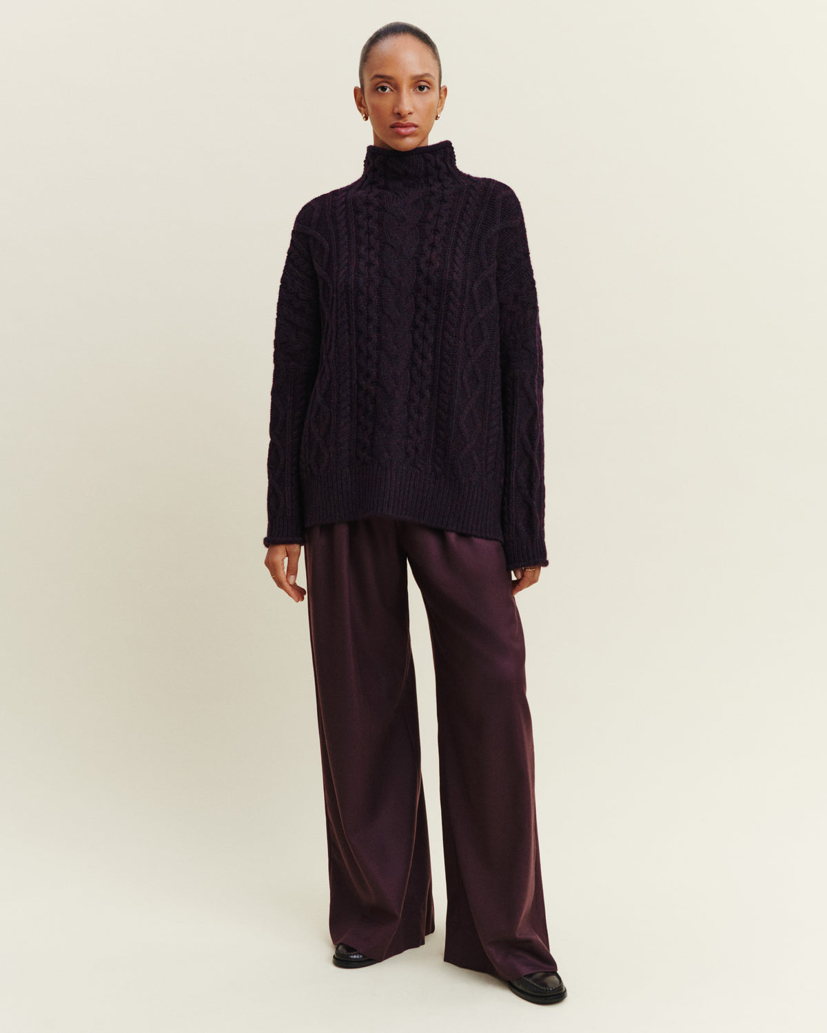 Pull col montant Sally-MARINE/GRENAT/RISTRETTO-100% cachemire