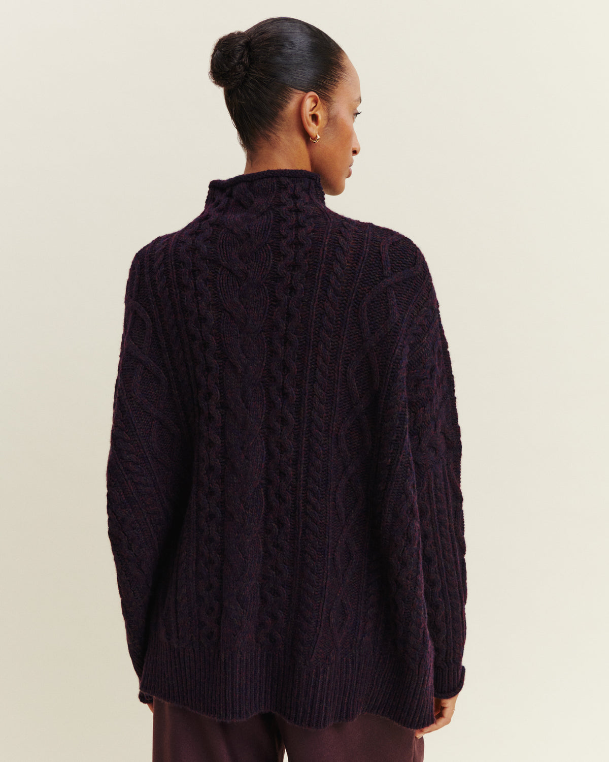 Pull col montant Sally-MARINE/GRENAT/RISTRETTO-100% cachemire