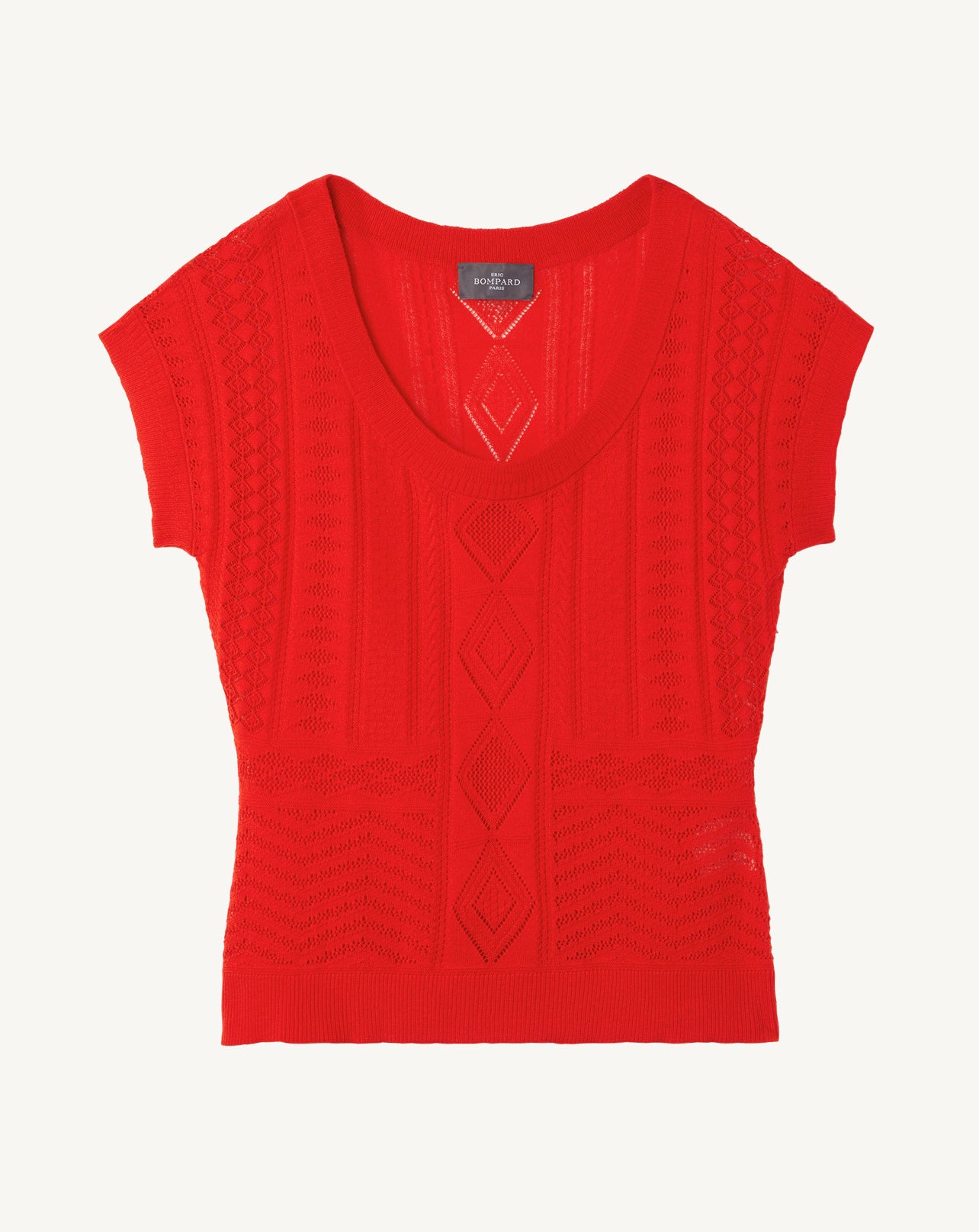 Top col rond en pointelle-POPPY-85% coton 15% cachemire