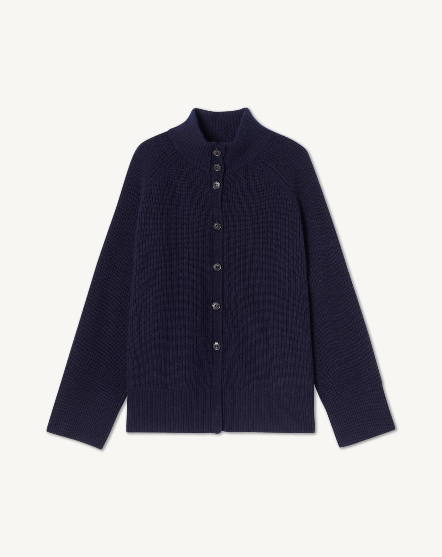 Pull col montant boutonné-MARINE-100% cachemire