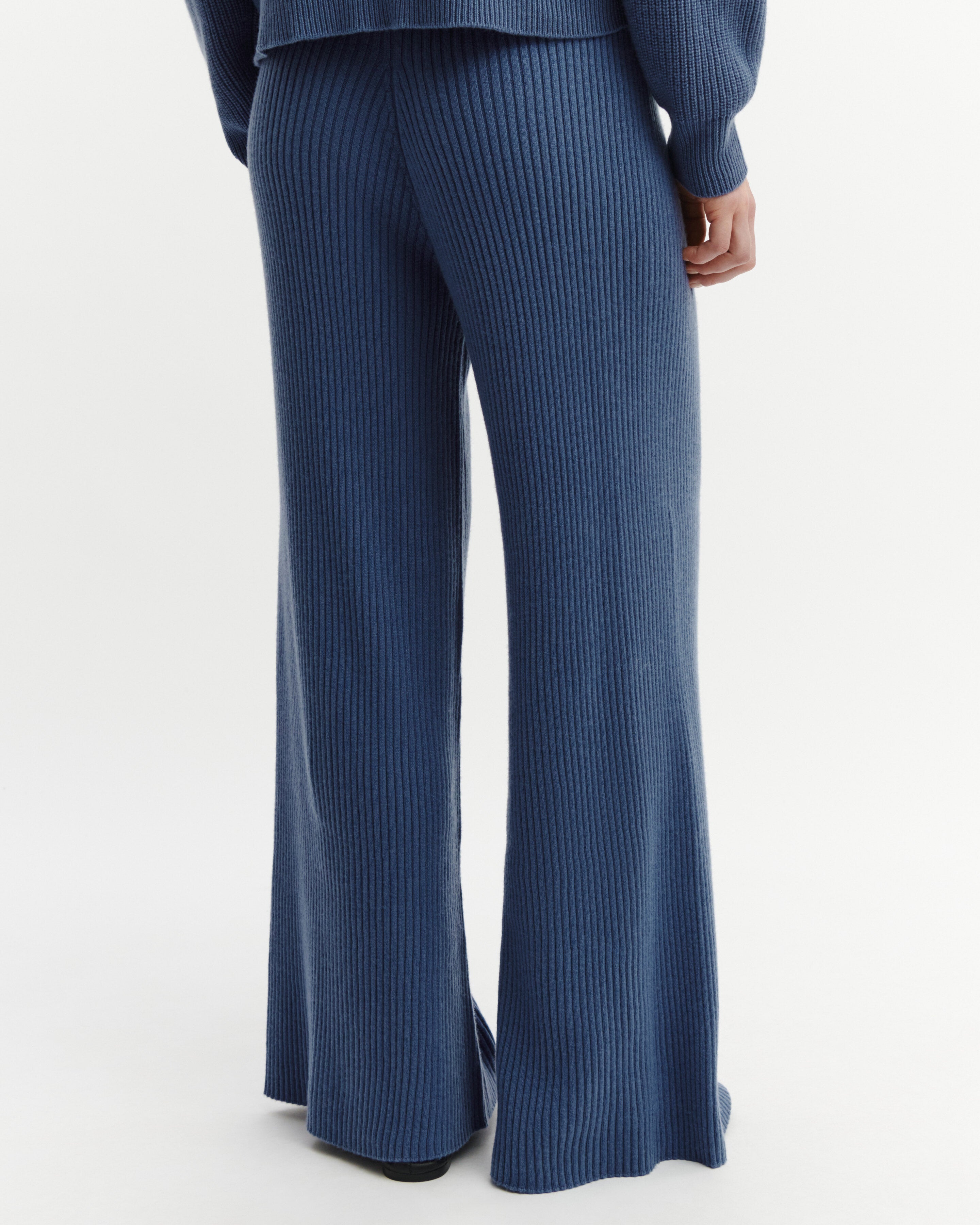 Pantalon ample à côtes-BLEU ATLAS-100% cachemire