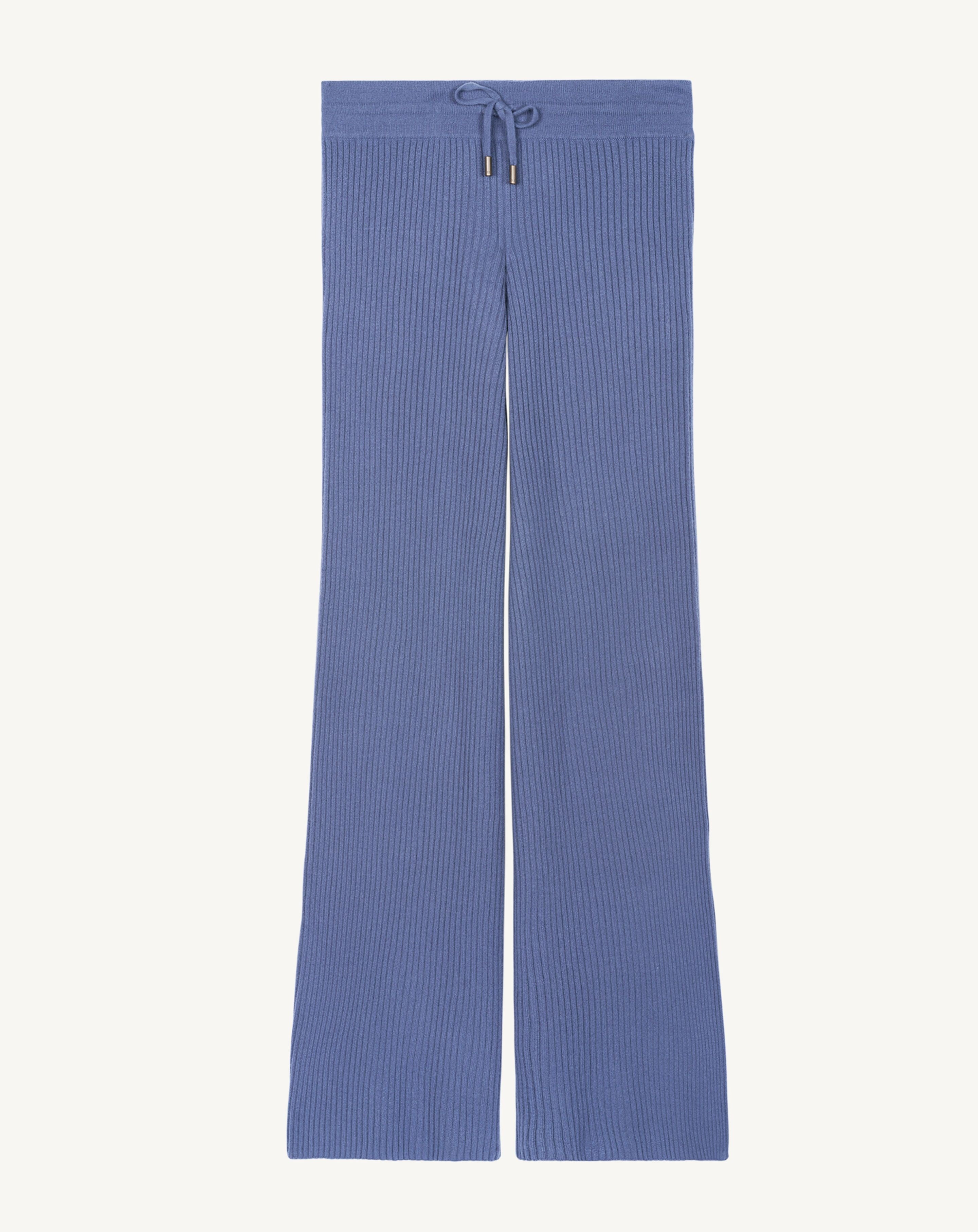 Pantalon ample à côtes-BLEU ATLAS-100% cachemire
