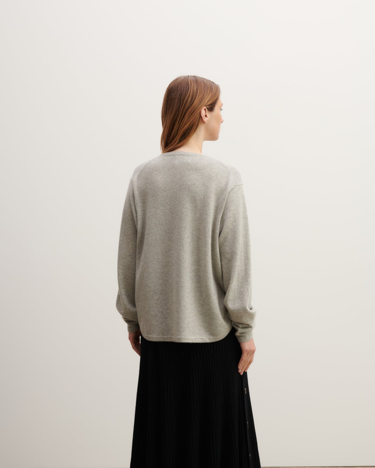 Pull col tunisien-GRIS ARGENTE-100% cachemire
