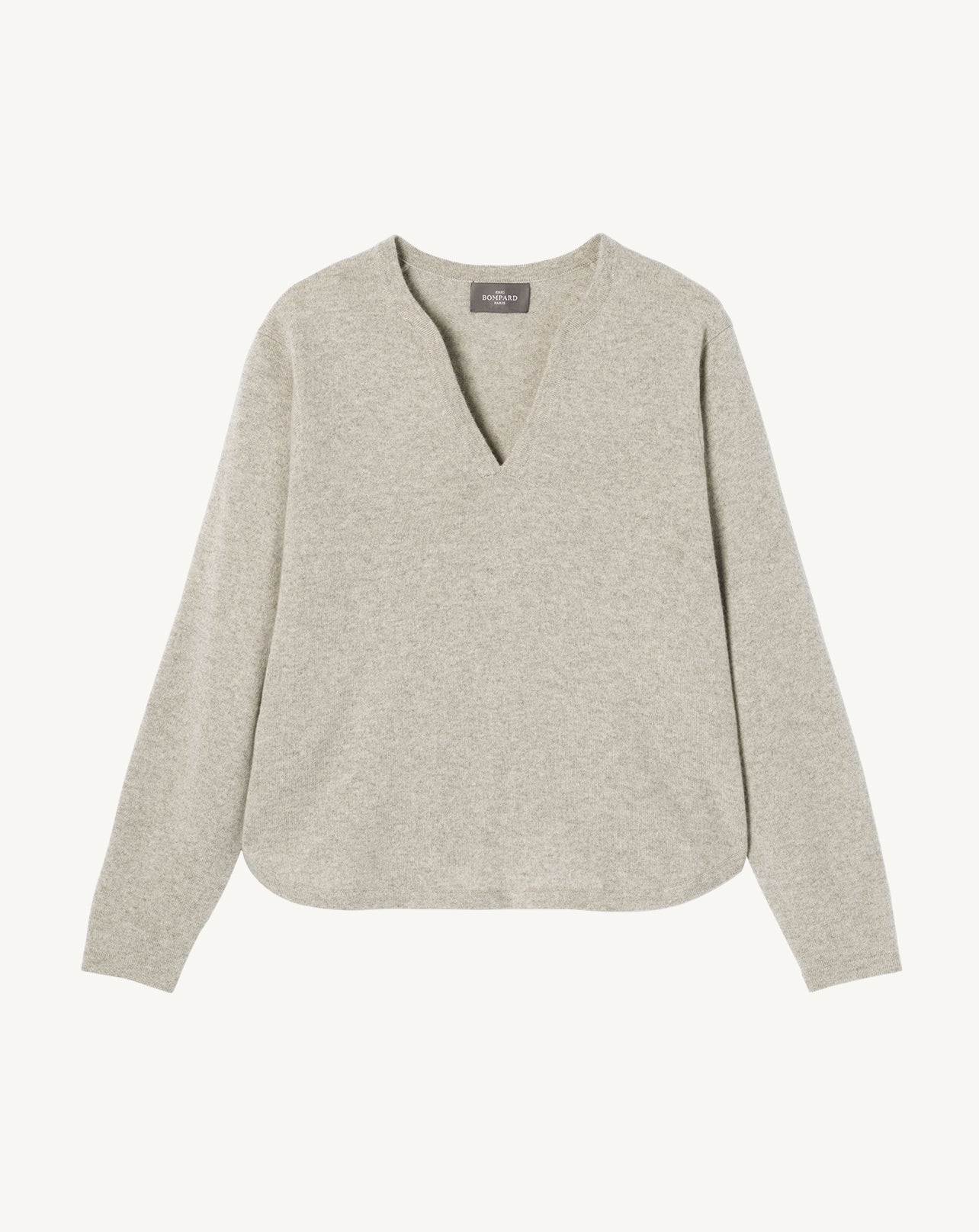 Pull col tunisien-GRIS ARGENTE-100% cachemire