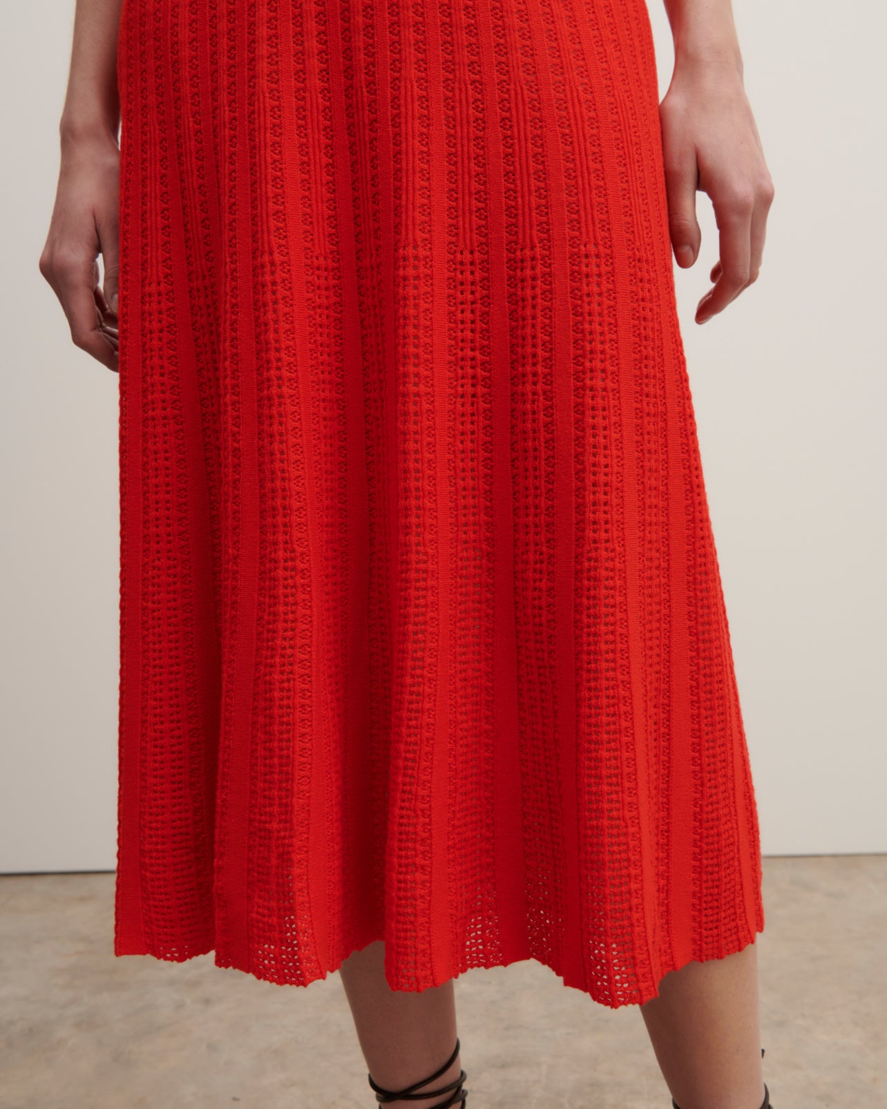 Jupe plissée pointelle-POPPY-85% coton 15% cachemire