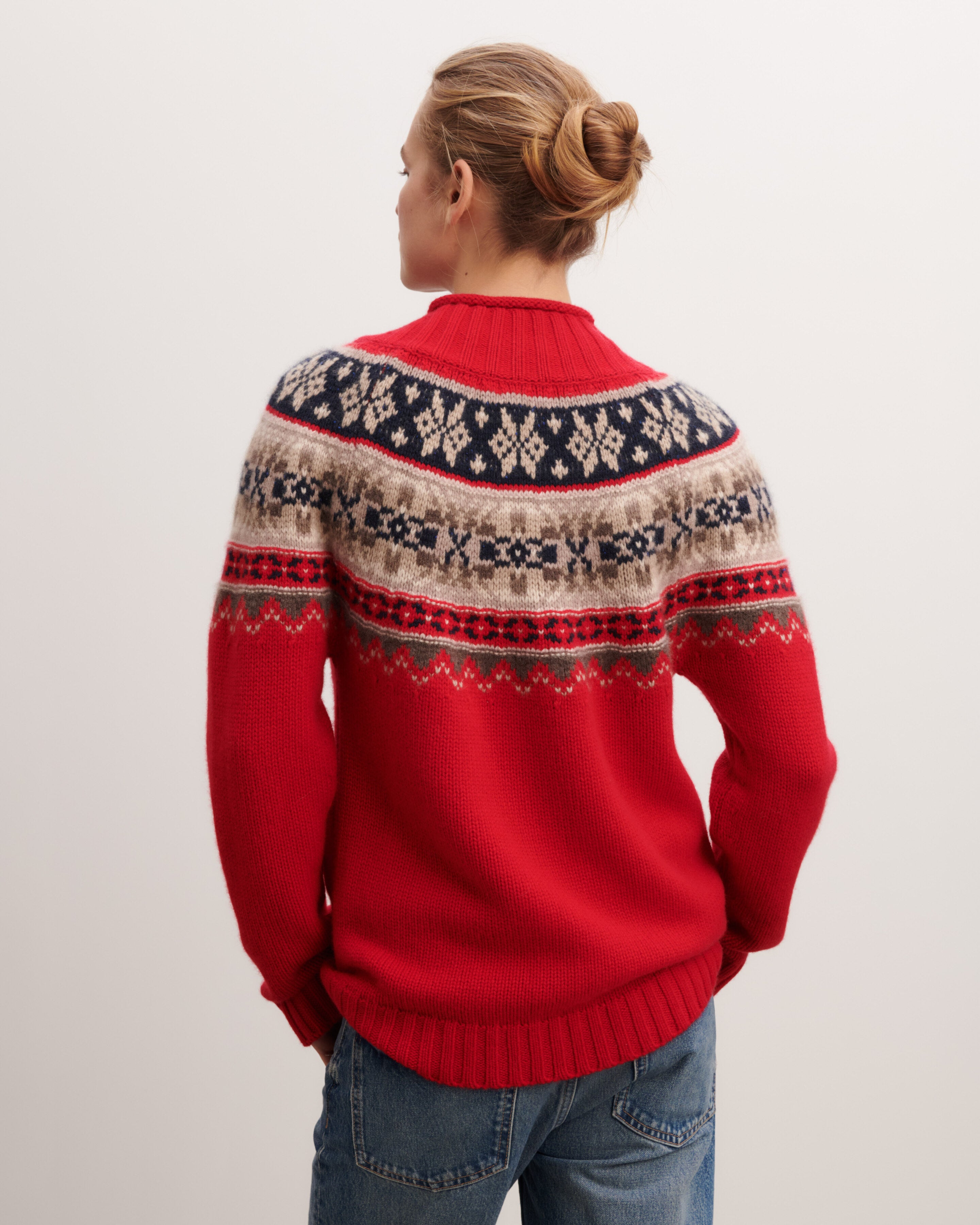Pull col montant fairisle-POPPY-100% cachemire