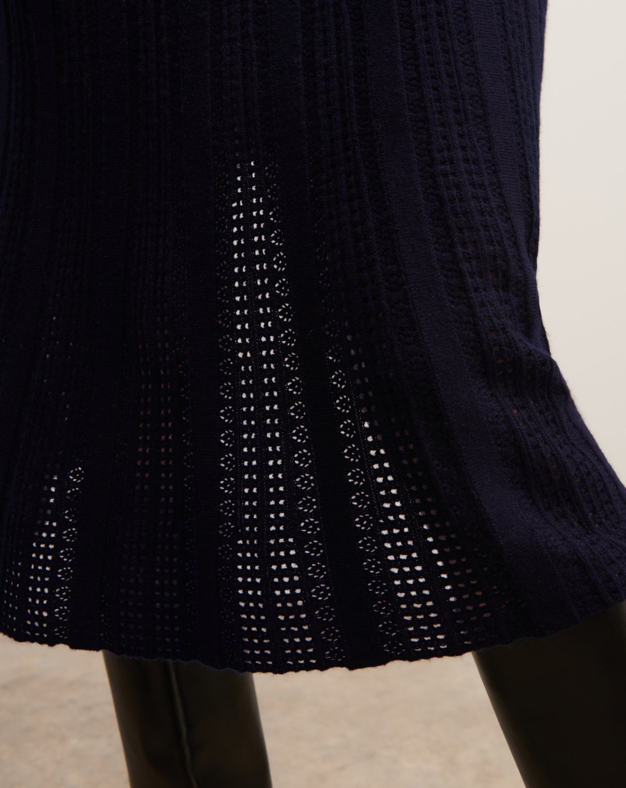 Robe longue pointelle-MARINE-70% cachemire 30% soie