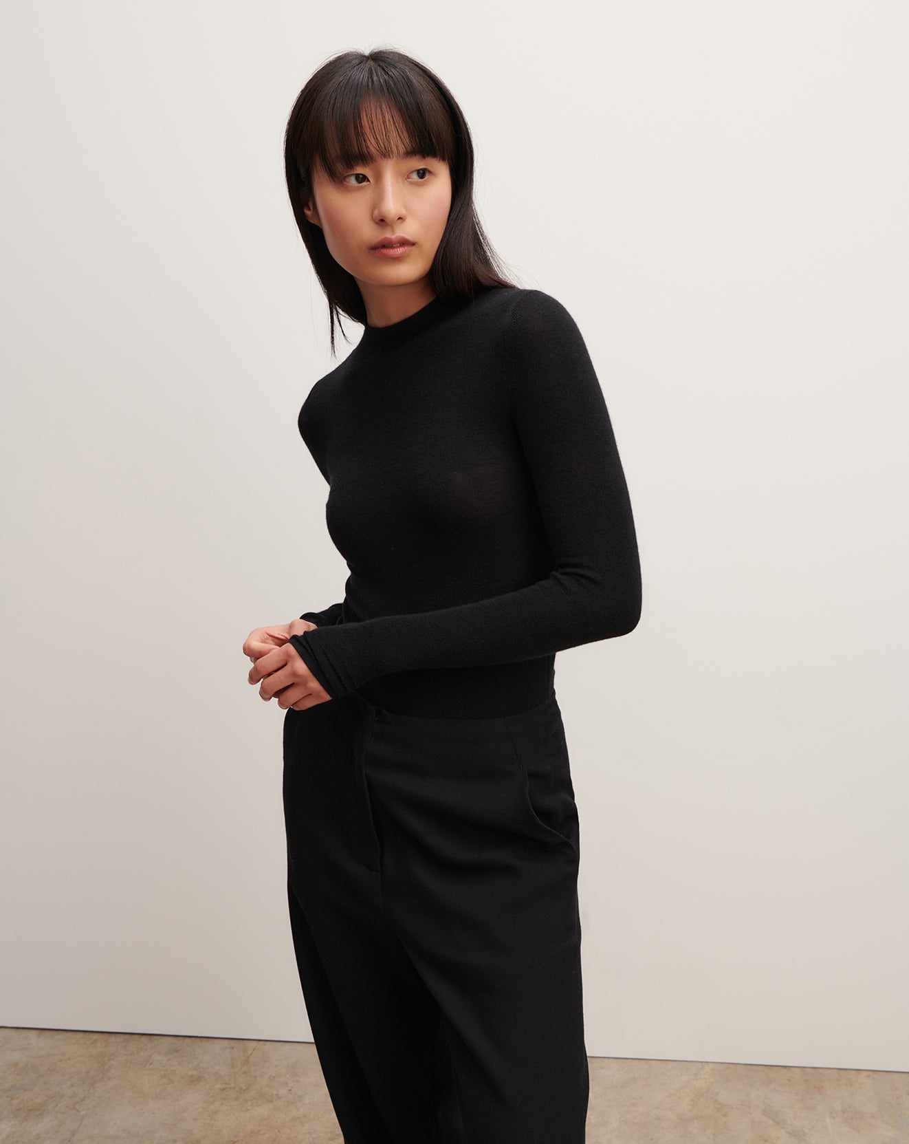 Body maille unie-NOIR-70% cachemire 30% soie