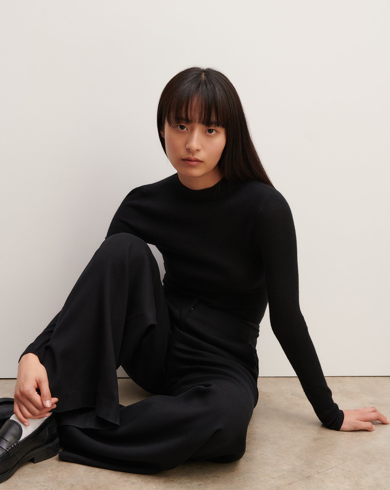 Body maille unie-NOIR-70% cachemire 30% soie