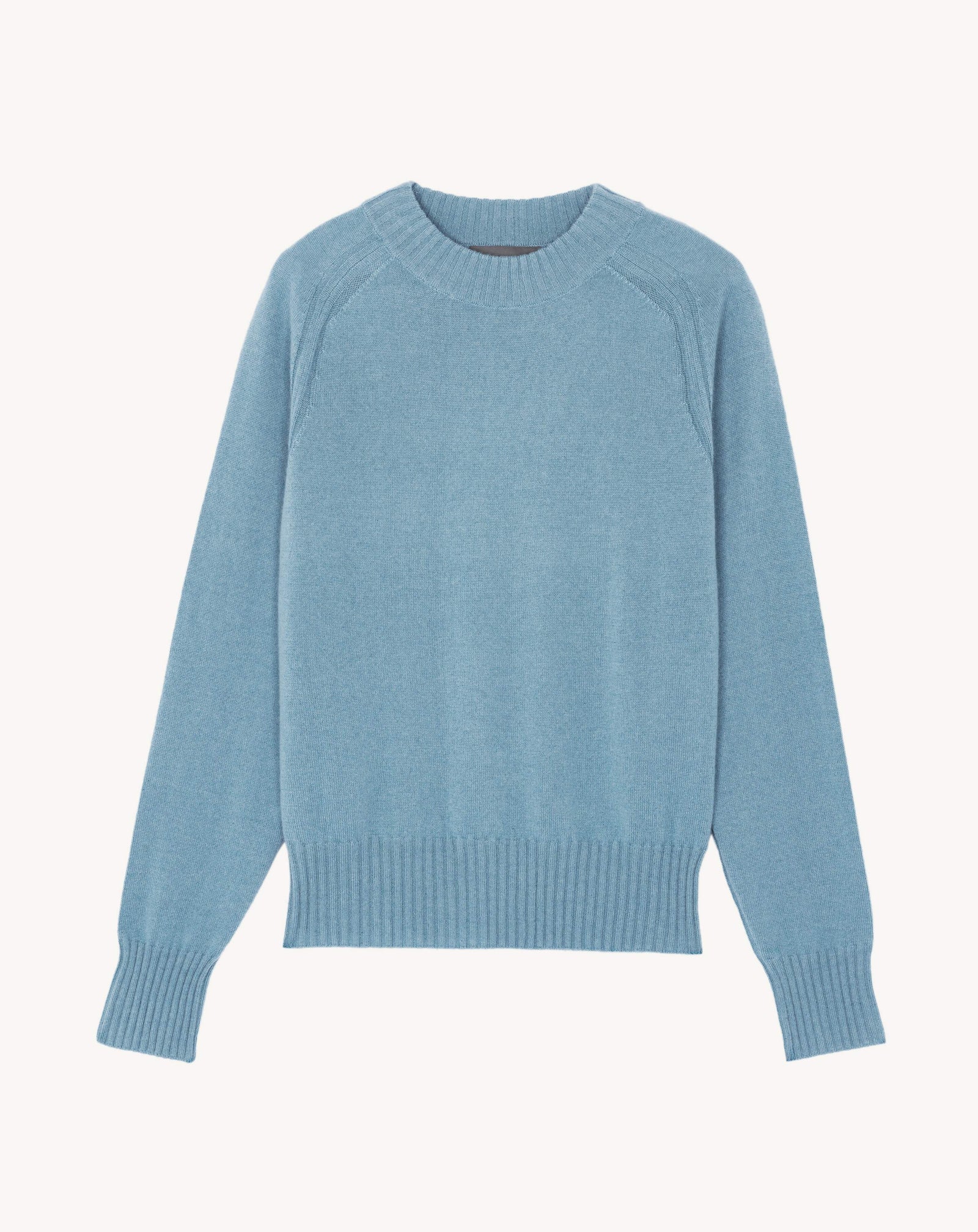 Pull col rond ajusté-BLEU HERON-70% cachemire 30% soie