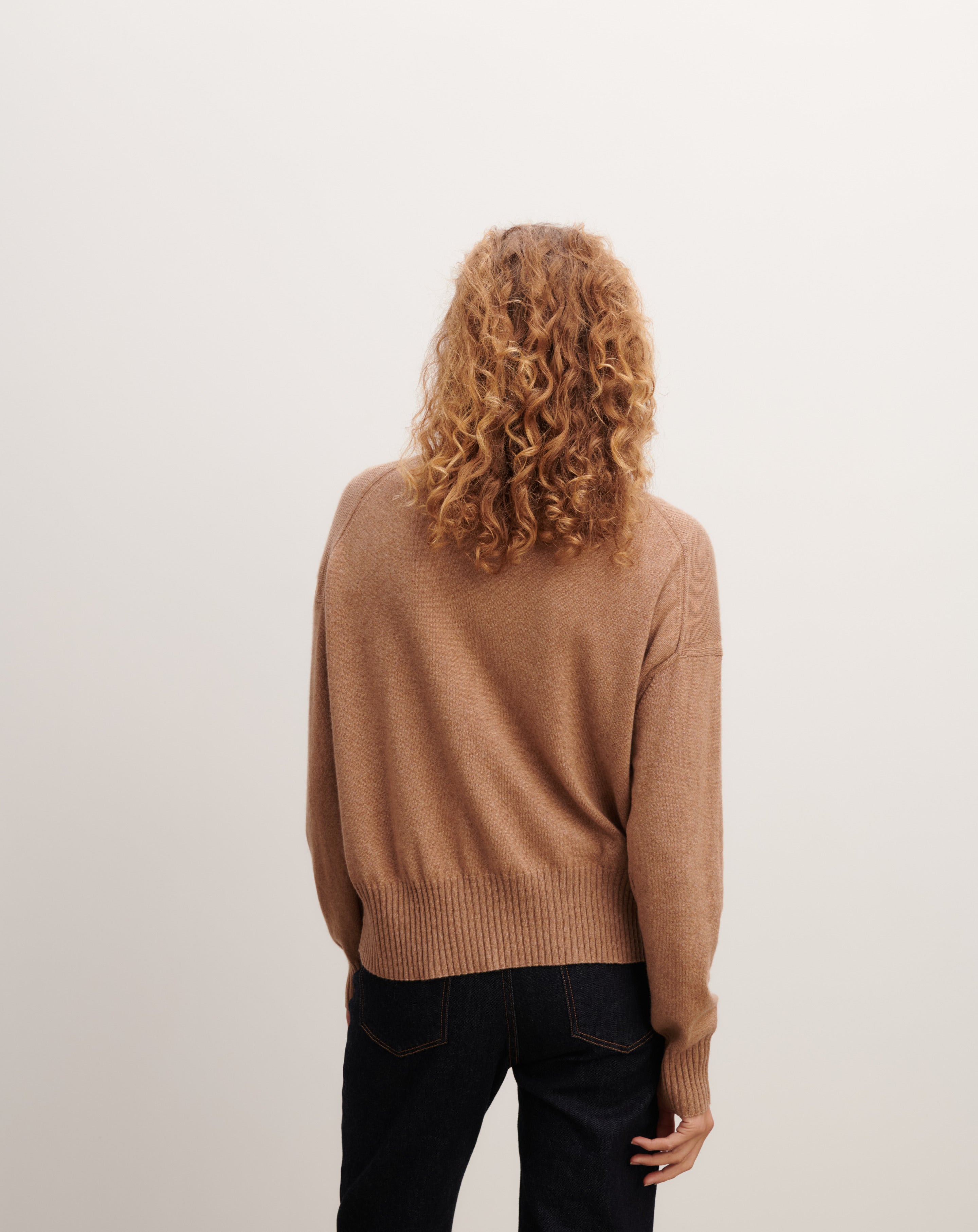 Pull col rond oversized-CARAMEL-70% cachemire 30% soie