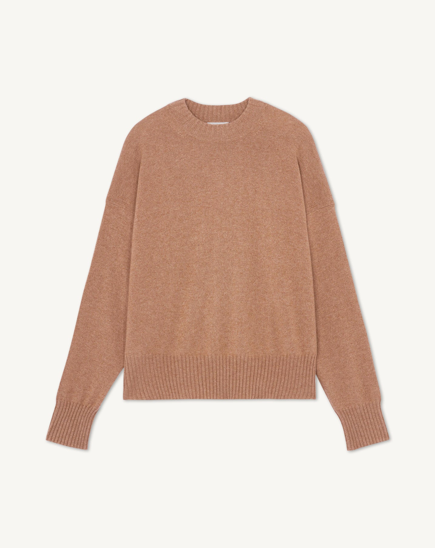 Pull col rond oversized-CARAMEL-70% cachemire 30% soie