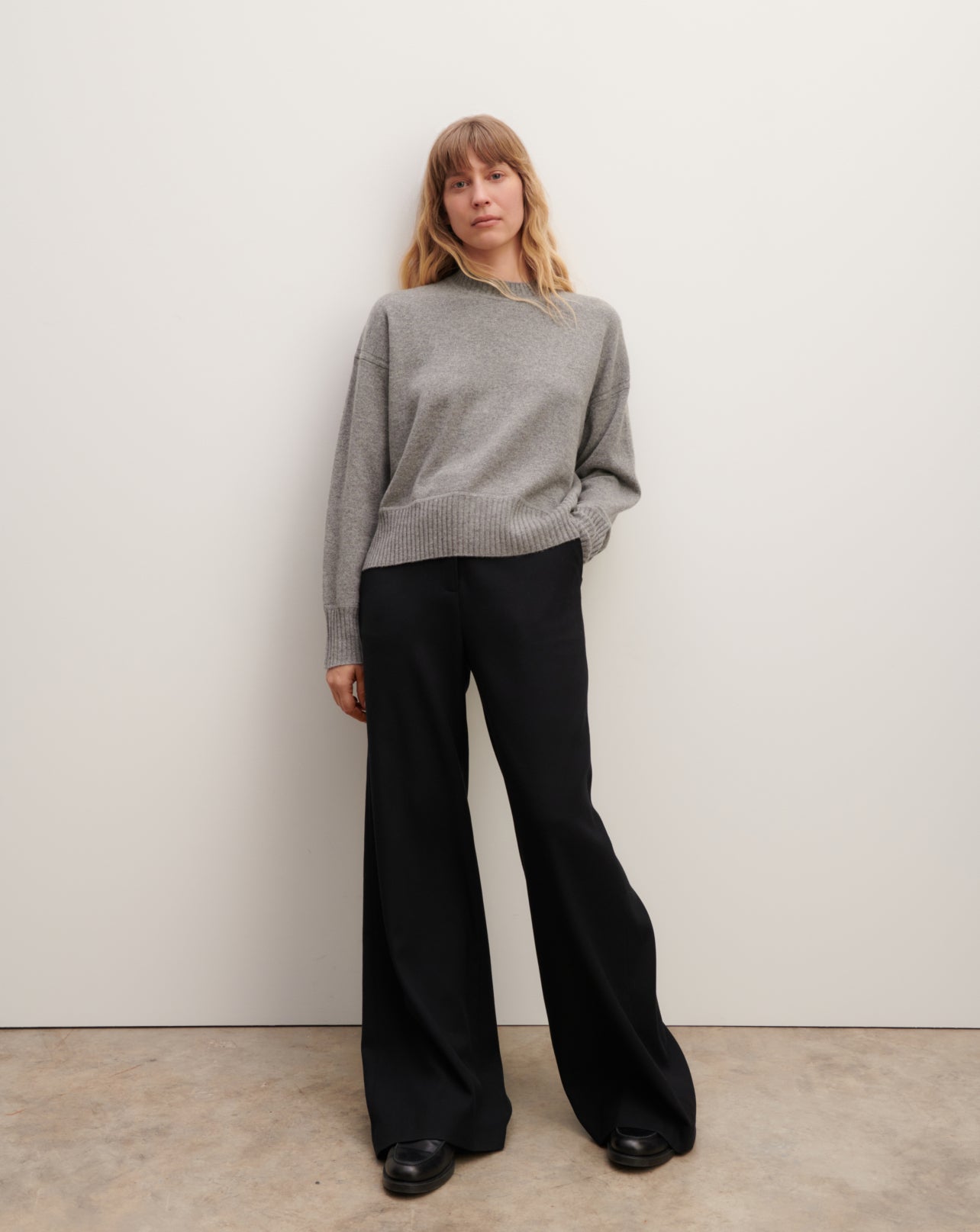 Pull col rond oversized-GRIS METEORITE-70% cachemire 30% soie