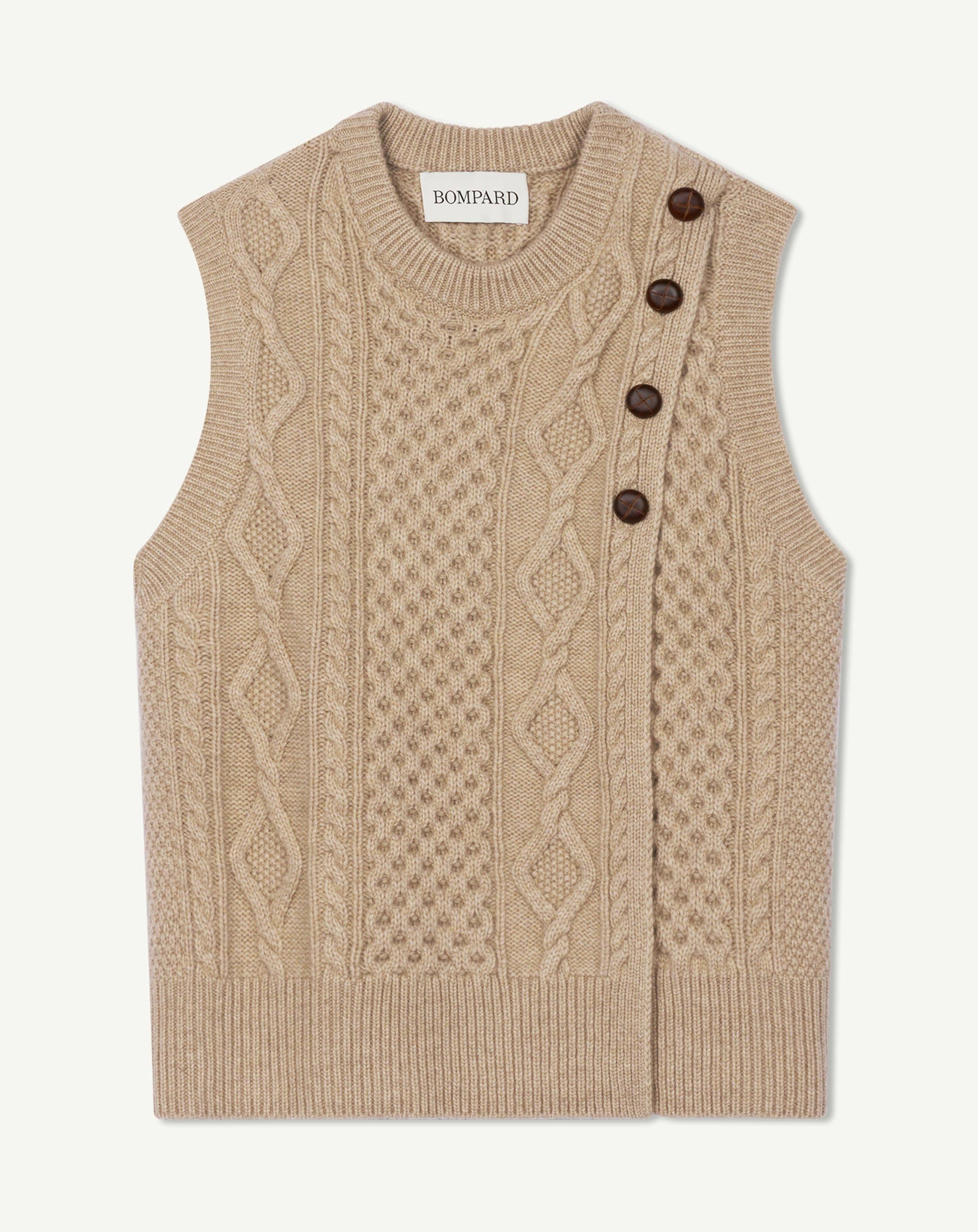 Pull col rond sans manches-GALET-100% cachemire