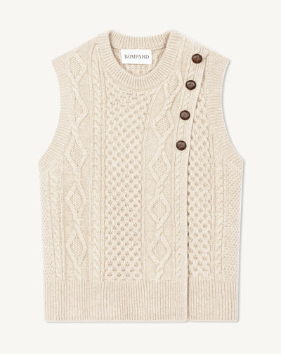 Pull col rond sans manches-ECRU-100% cachemire