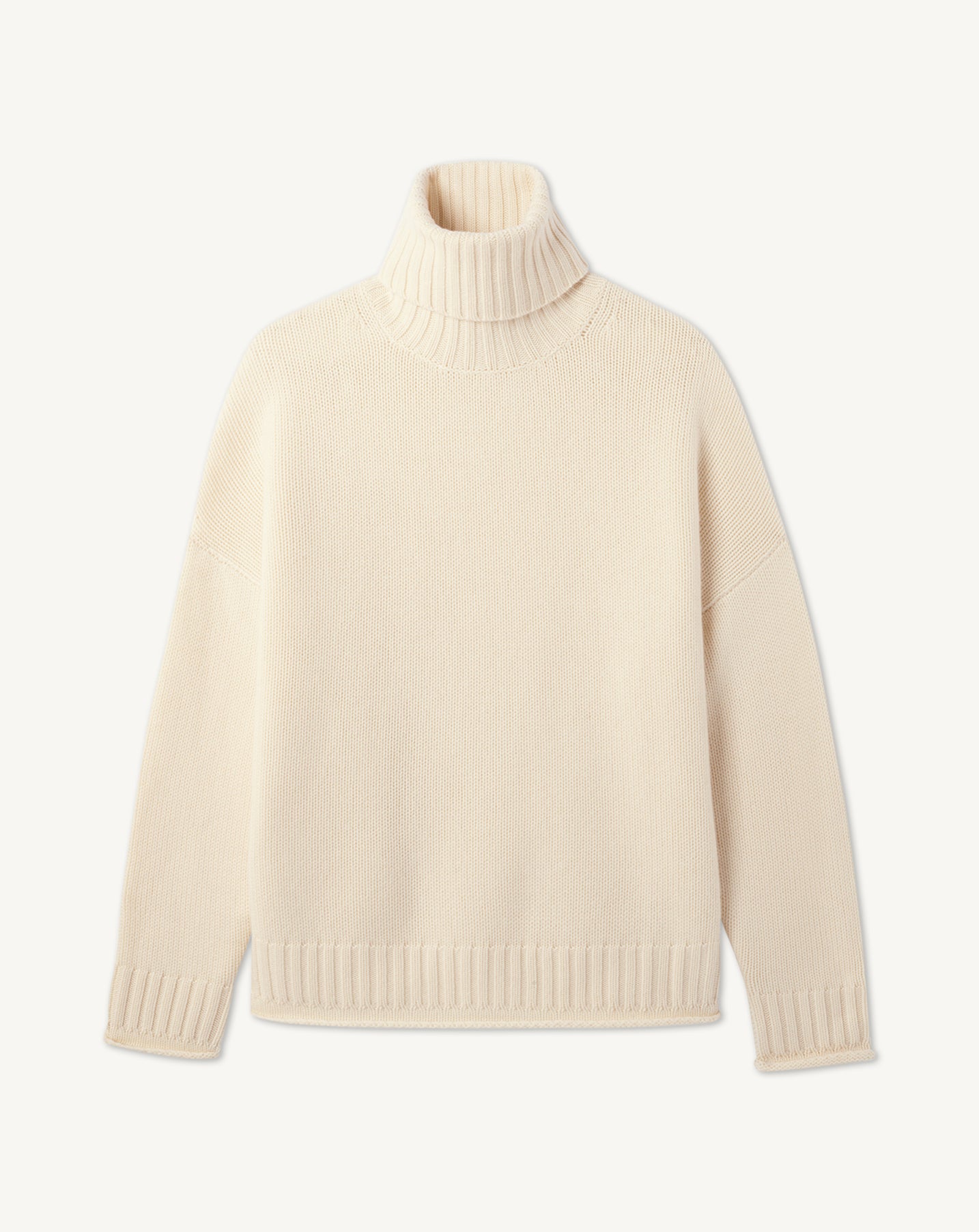 Pull col roulé oversized-ECRU-100% cachemire