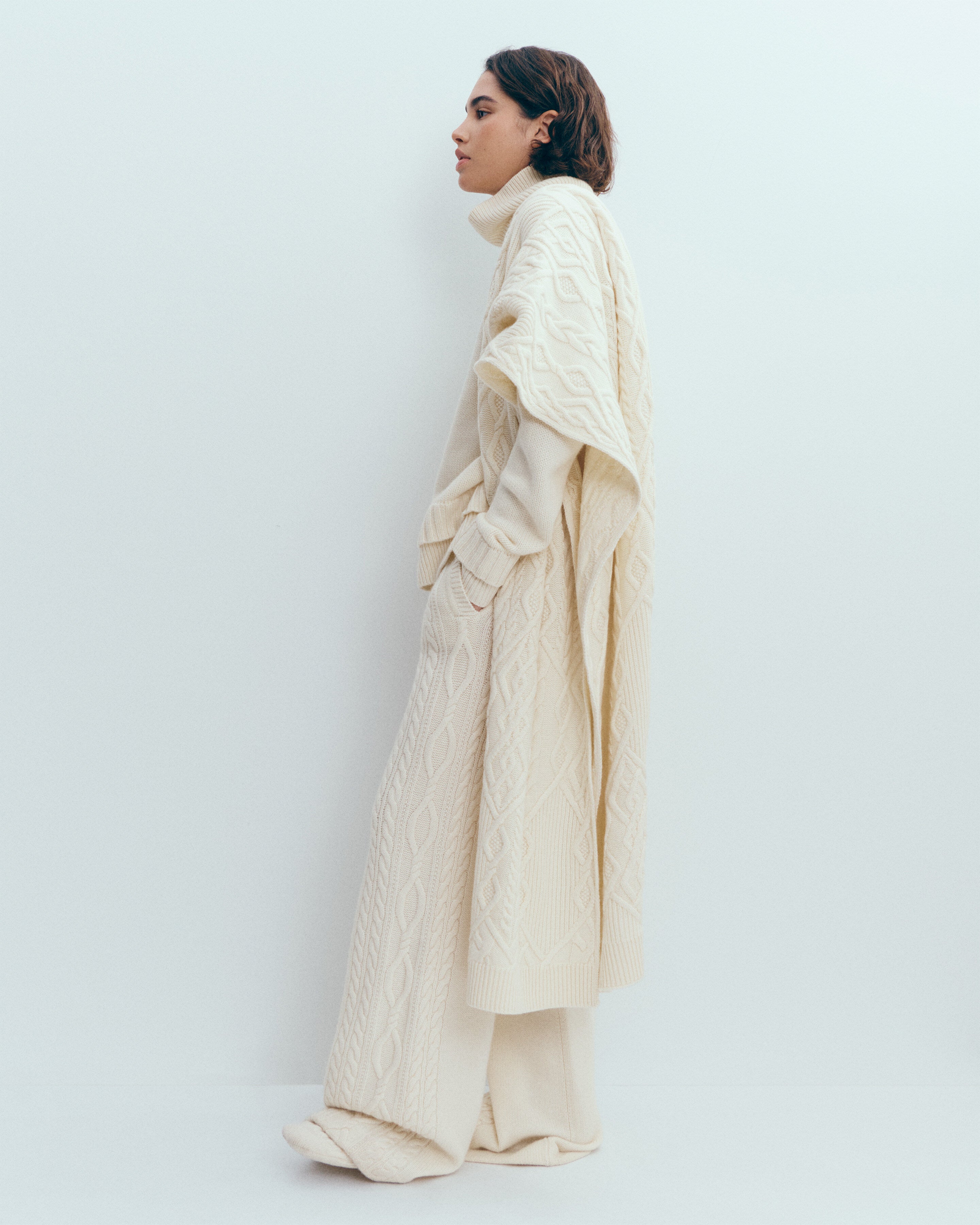 Pantalon à torsades-ECRU-100% cachemire