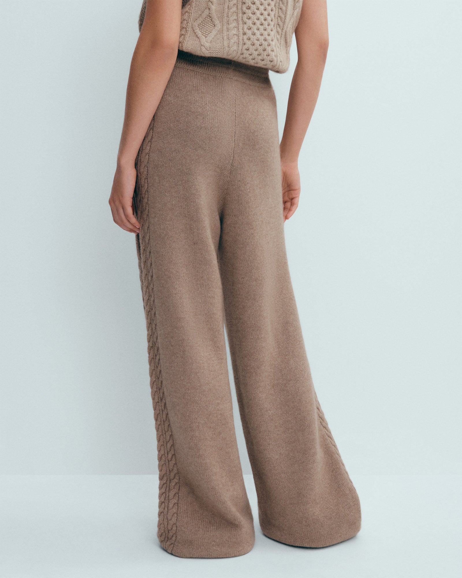 Pantalon à torsades-GREIGE-100% cachemire