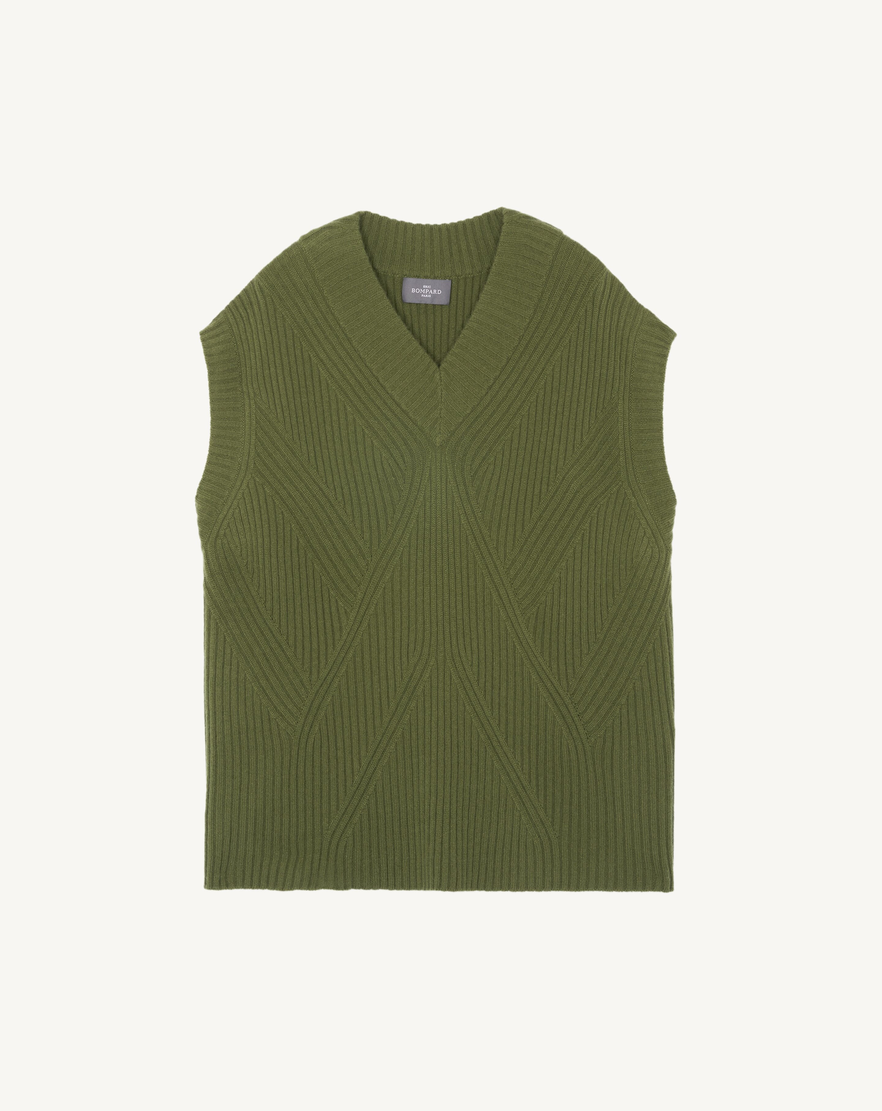 Pull col V sans manches-SAUGE-100% cachemire