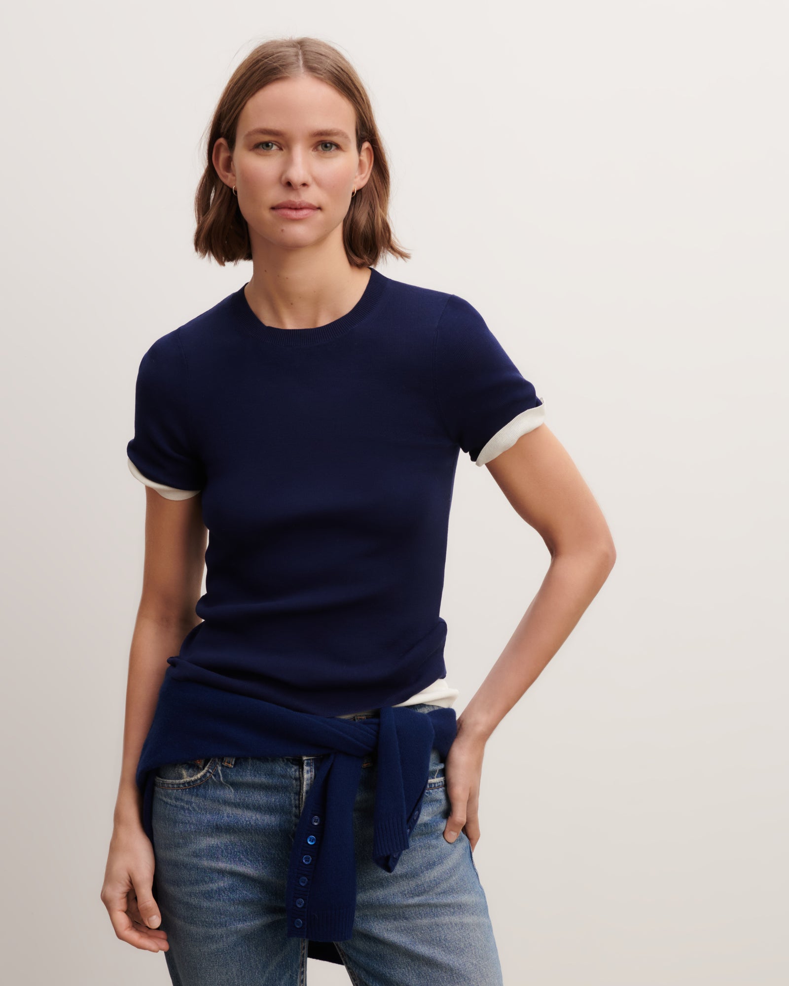 T-shirt en maille unie-AMIRAL-100% coton