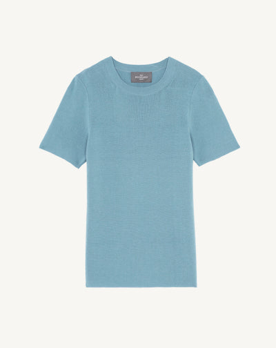 T-shirt en maille unie-BLEU HERON-100% coton