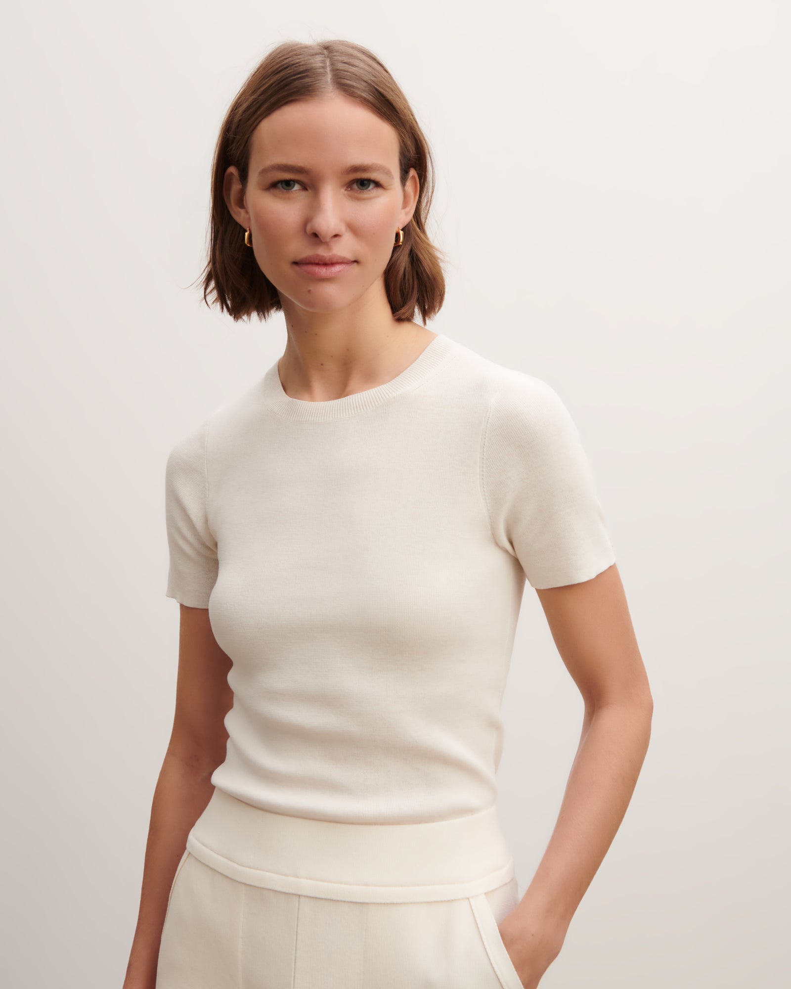 T-shirt en maille unie-PANNA-100% coton