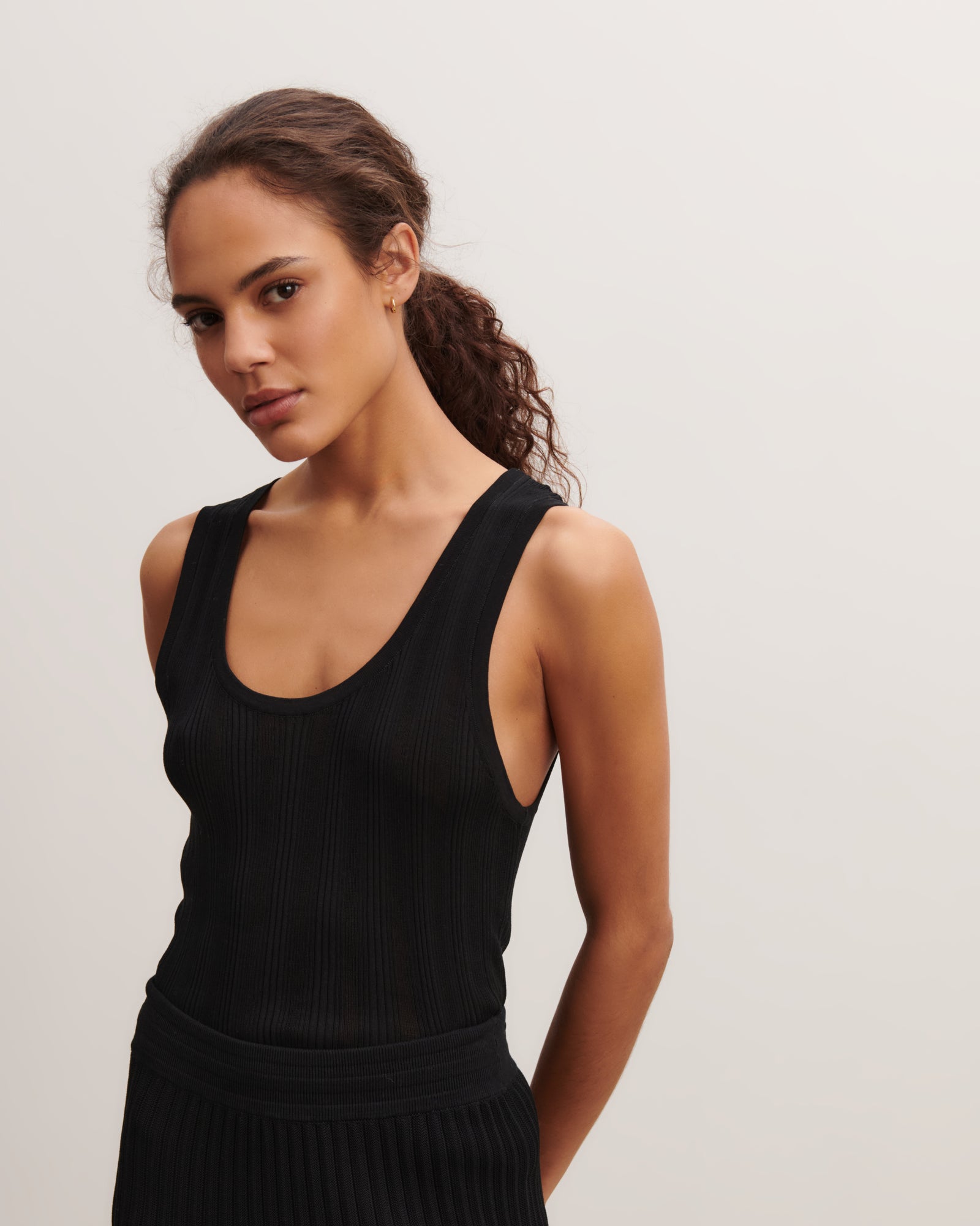 Débardeur en côtes-NOIR-100% coton