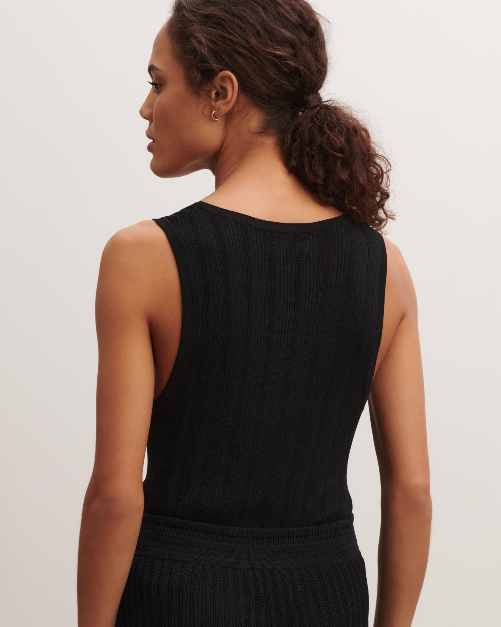 Débardeur en côtes-NOIR-100% coton