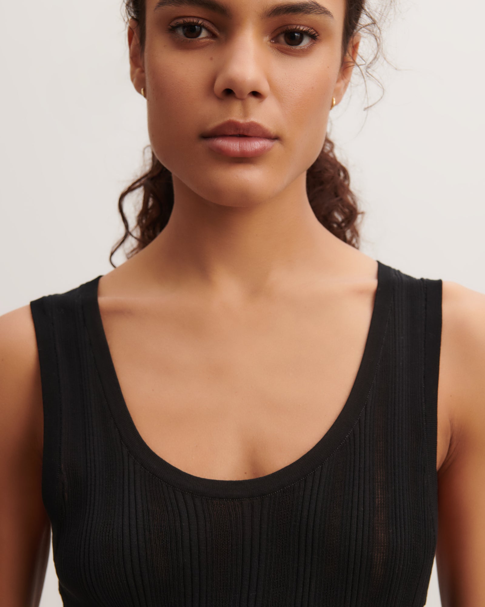 Débardeur en côtes-NOIR-100% coton