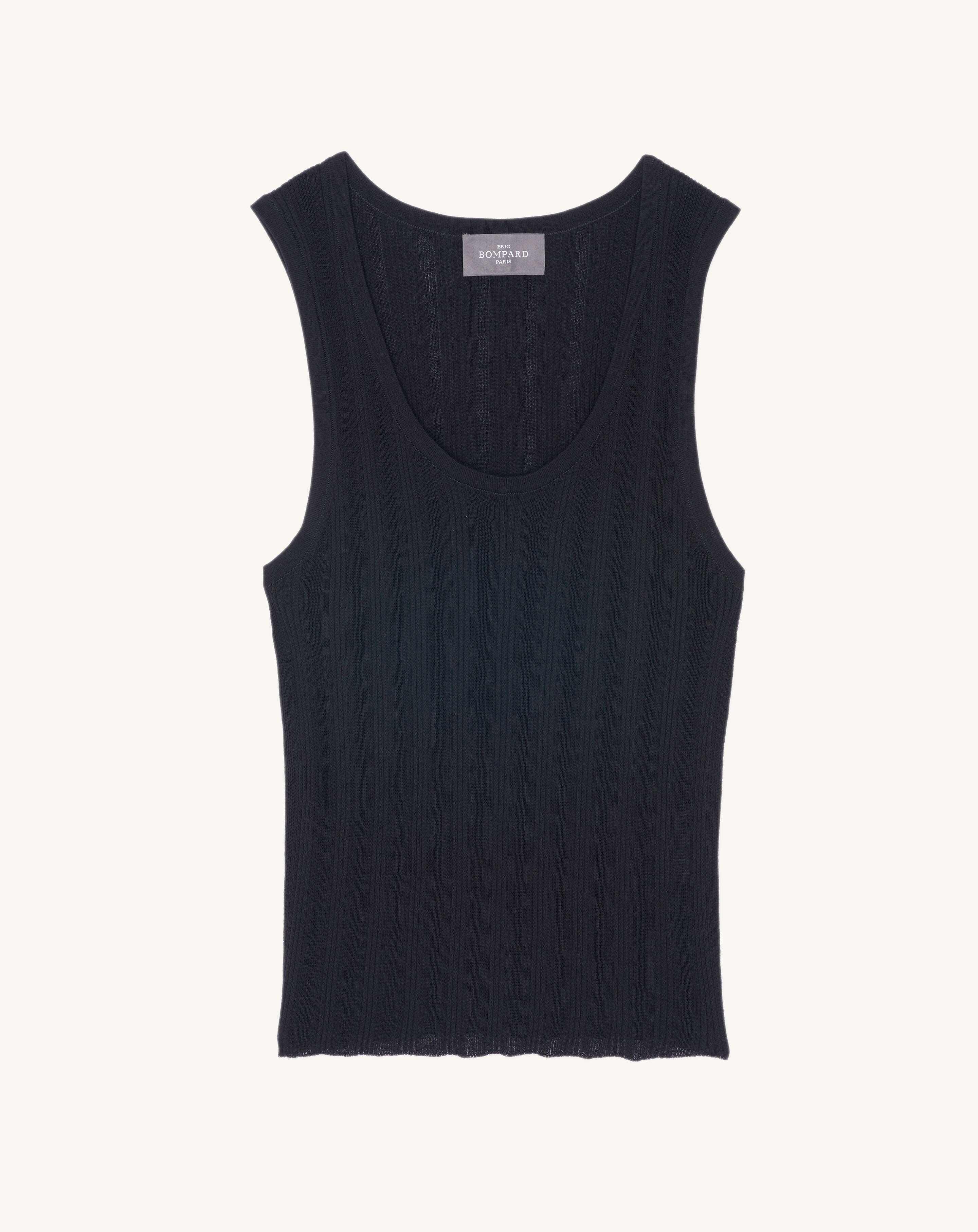 Débardeur en côtes-NOIR-100% coton