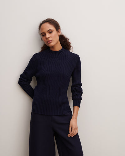 Pull à torsades-MARINE-85% pima coton 15% cachemire