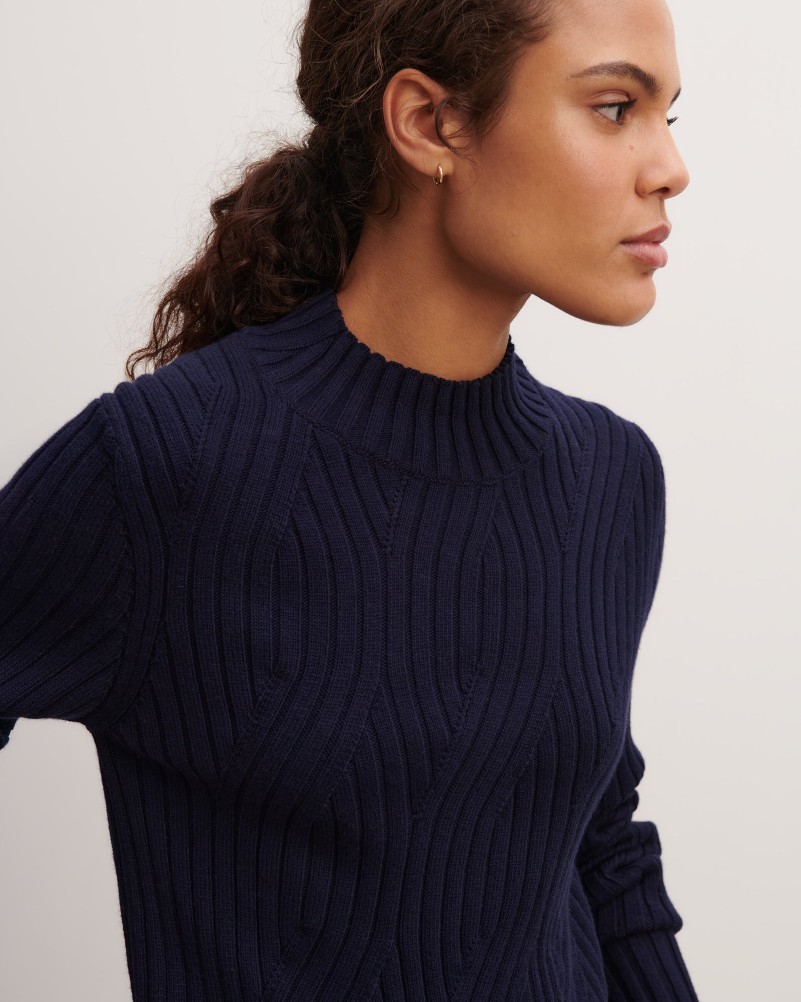 Pull à torsades-MARINE-85% pima coton 15% cachemire