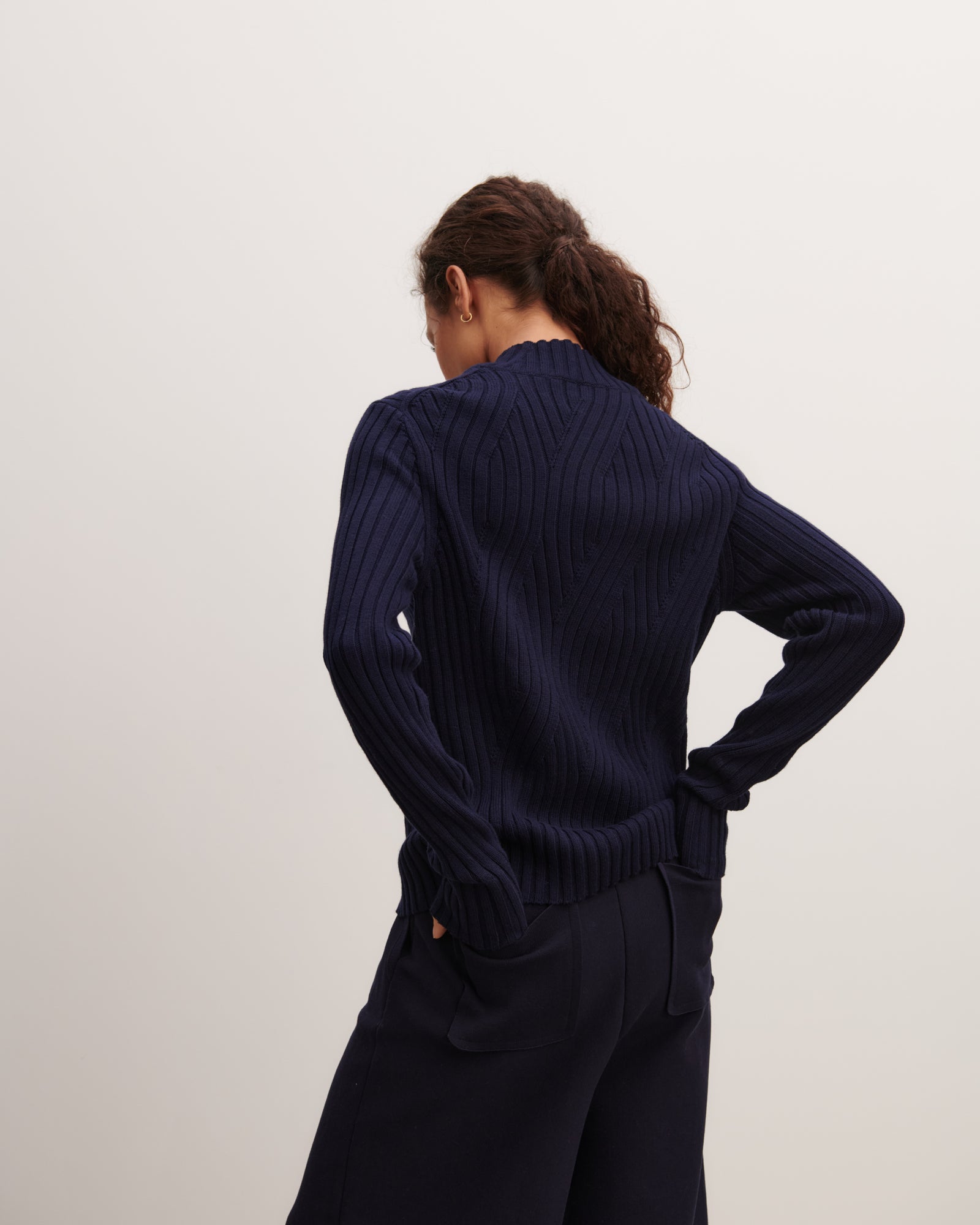 Pull à torsades-MARINE-85% pima coton 15% cachemire