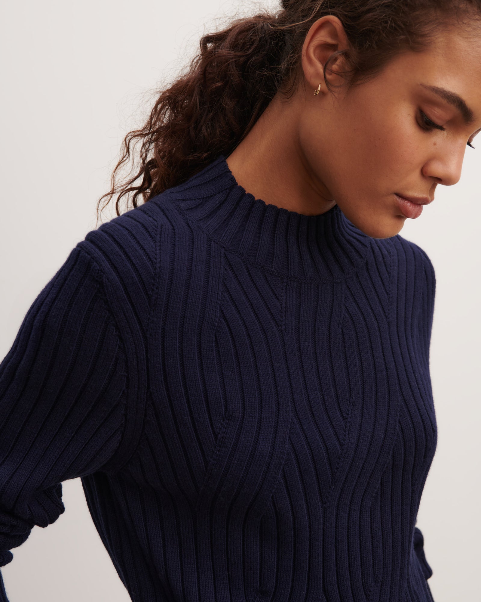 Pull à torsades-MARINE-85% pima coton 15% cachemire