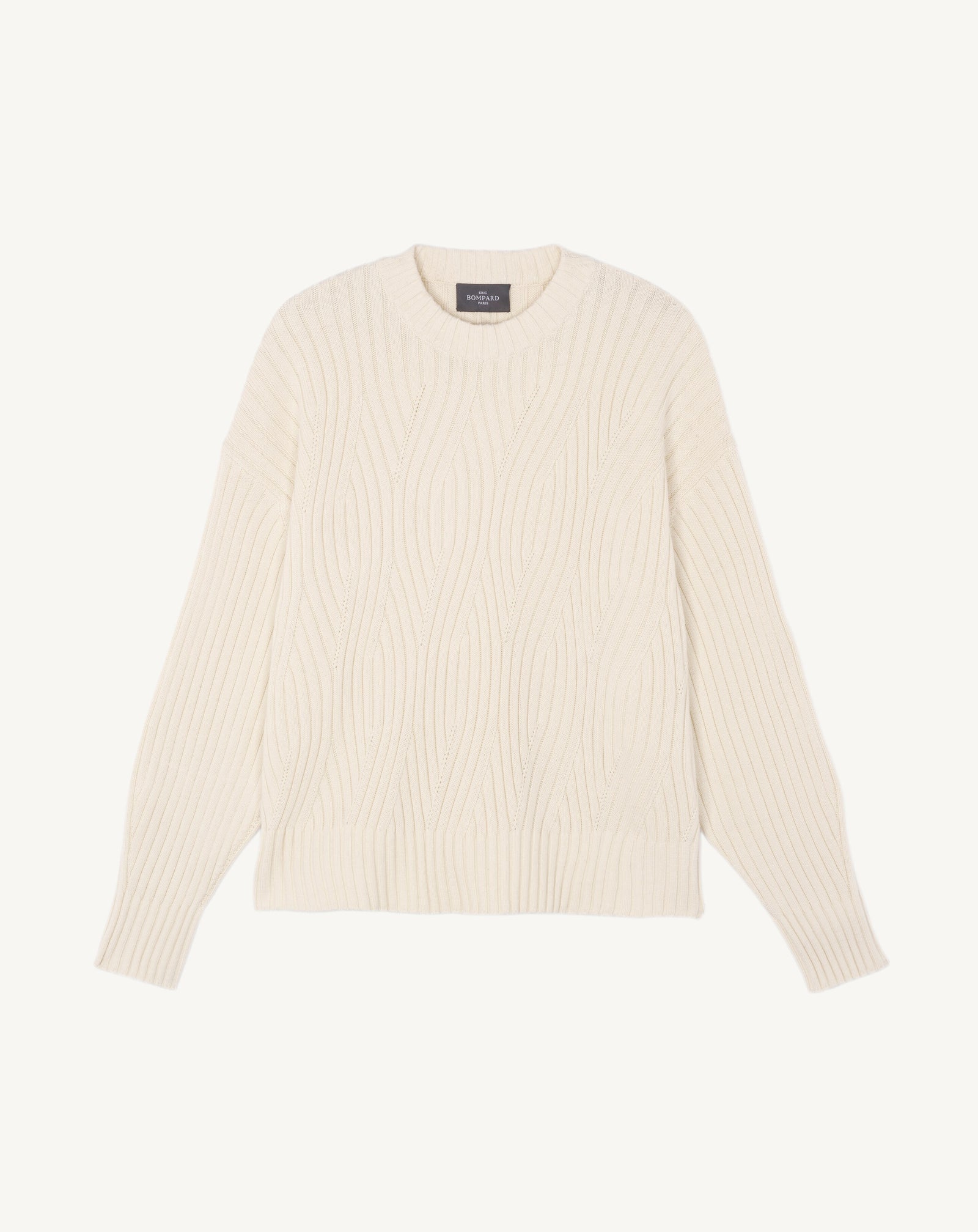 Pull oversized à torsades-NATUREL-85% pima coton 15% cachemire