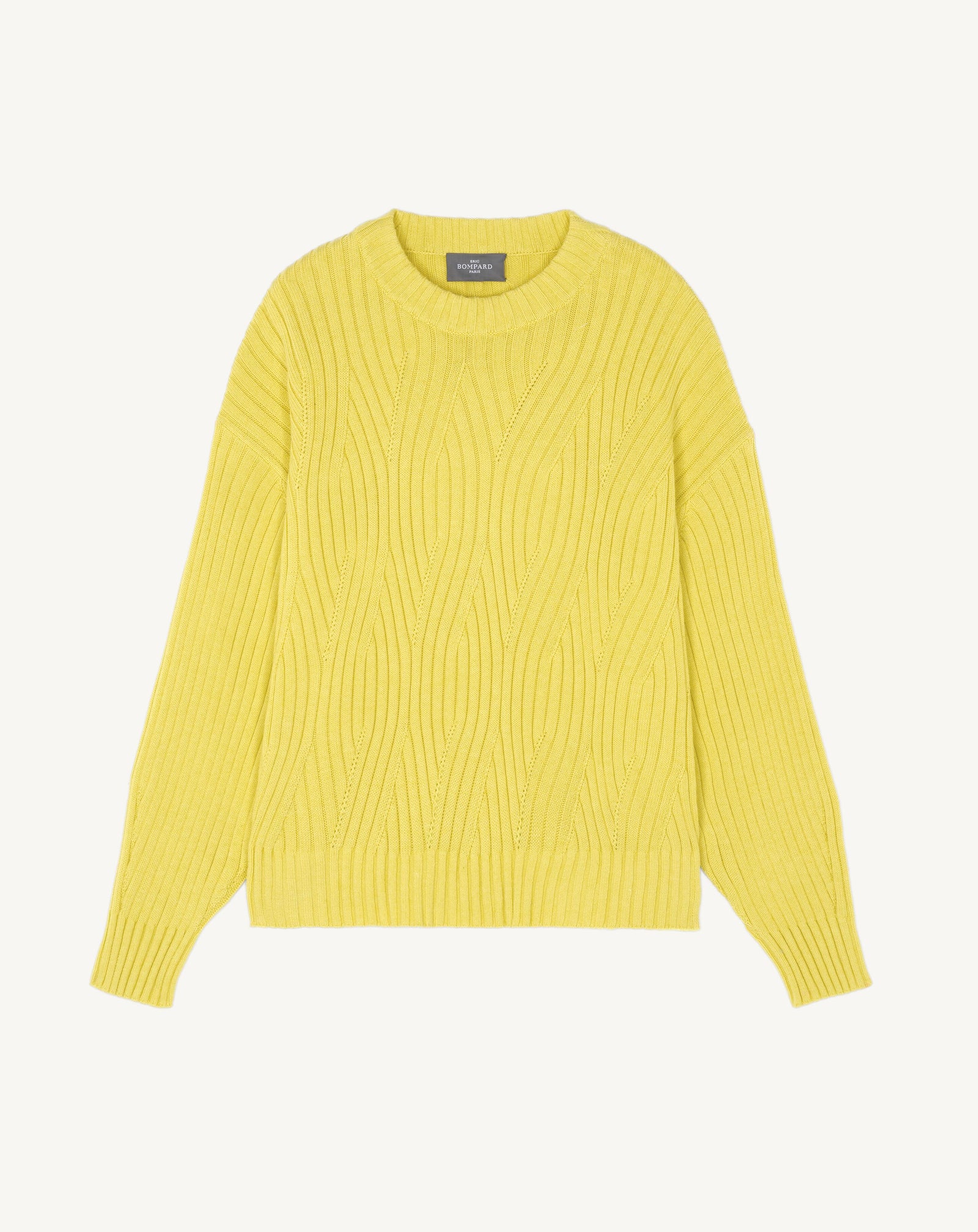 Pull oversized à torsades-JAUNE TENNIS-85% pima coton 15% cachemire