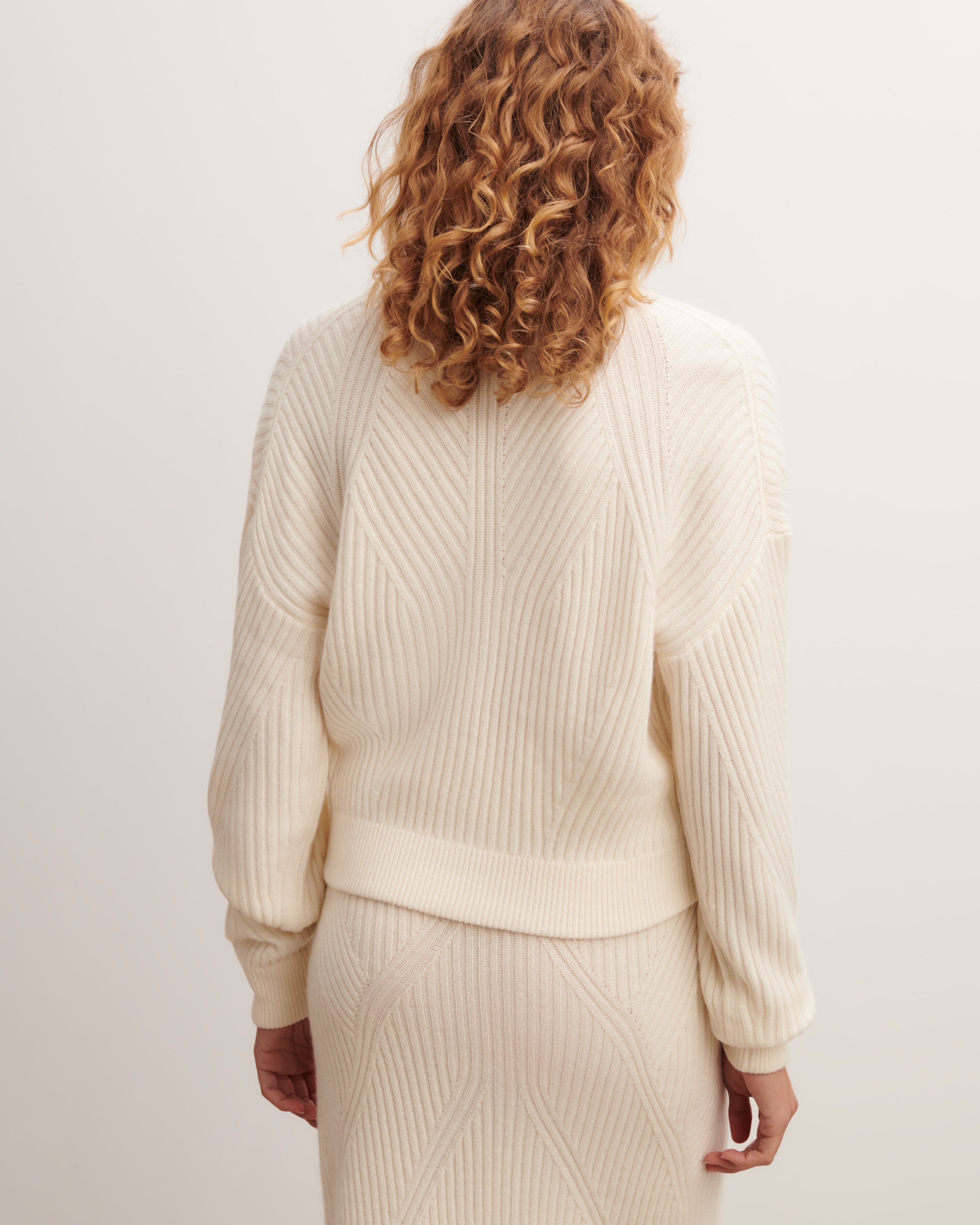 Pull col rond en côtes-NATUREL-100% cachemire