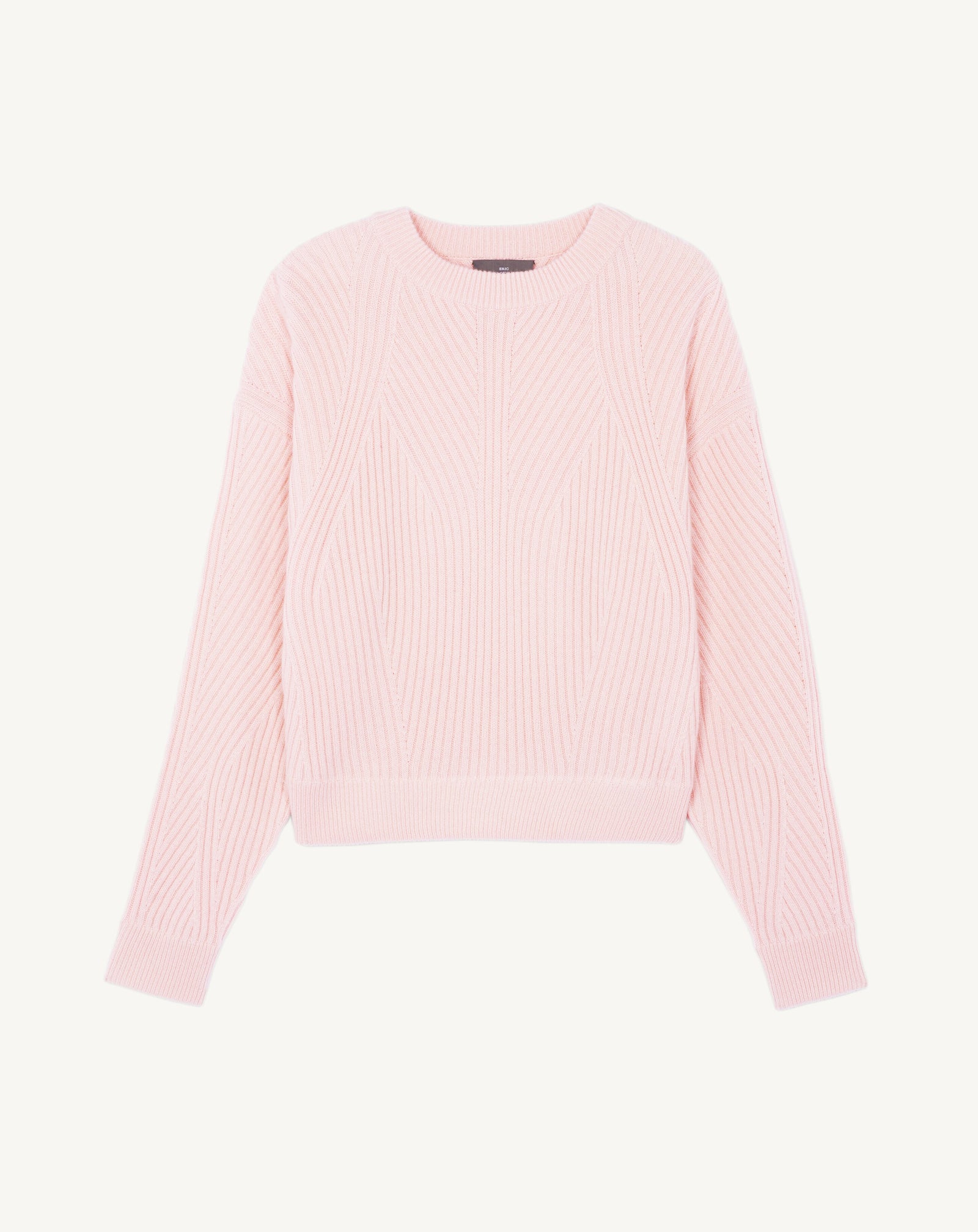 Pull col rond en côtes-CERISIER-100% cachemire