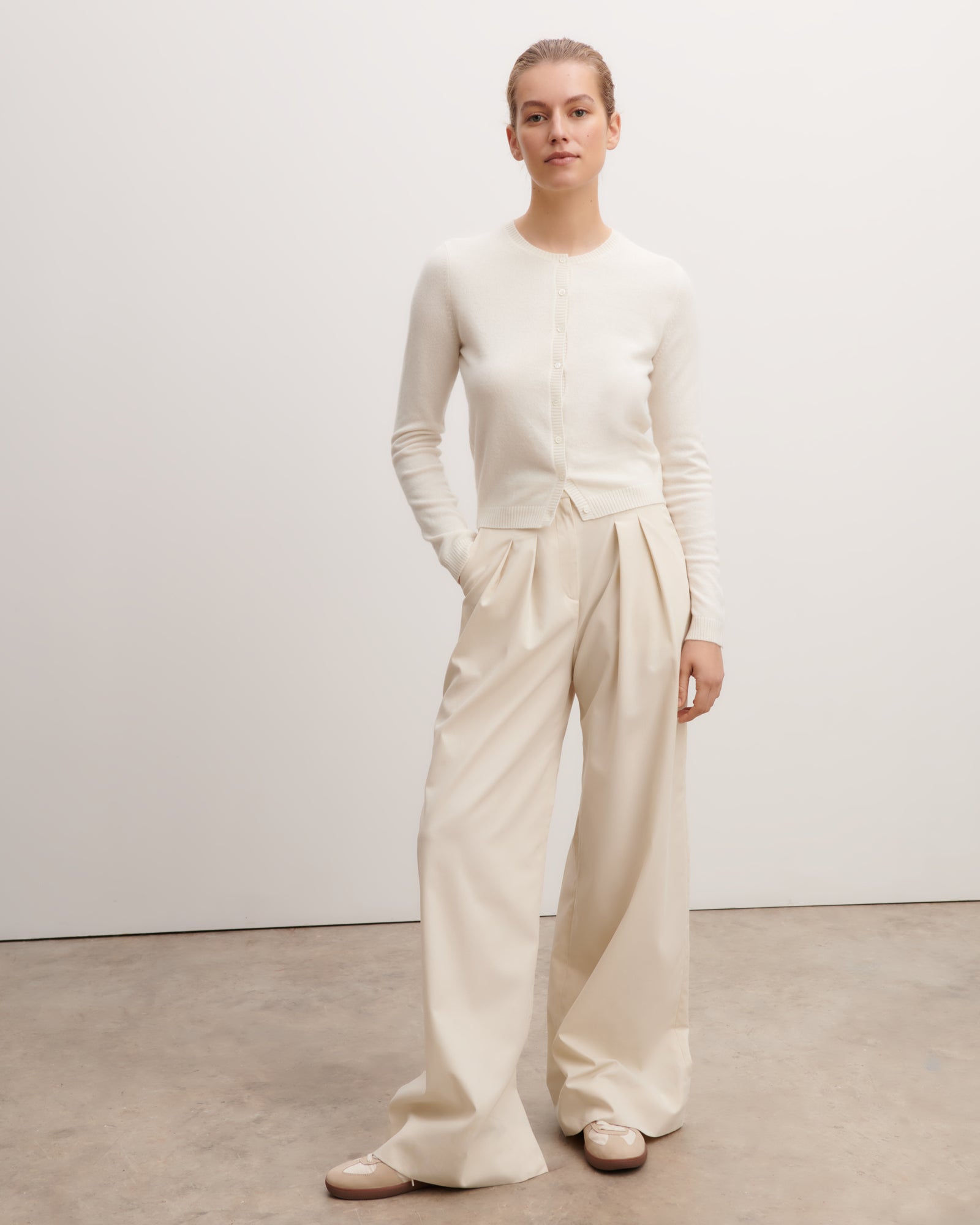 Cardigan  manches boutons-NATUREL-100% cachemire