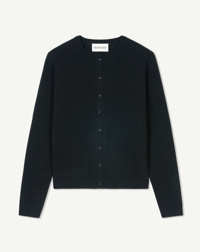 Cardigan  manches boutons-NOIR-100% cachemire