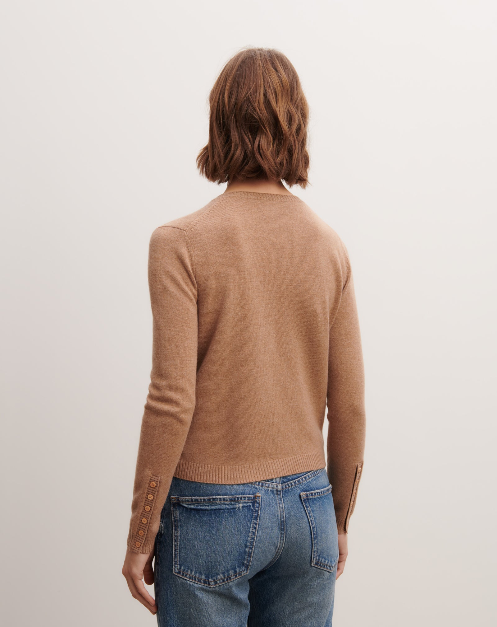 Cardigan  manches boutons-CARAMEL-100% cachemire