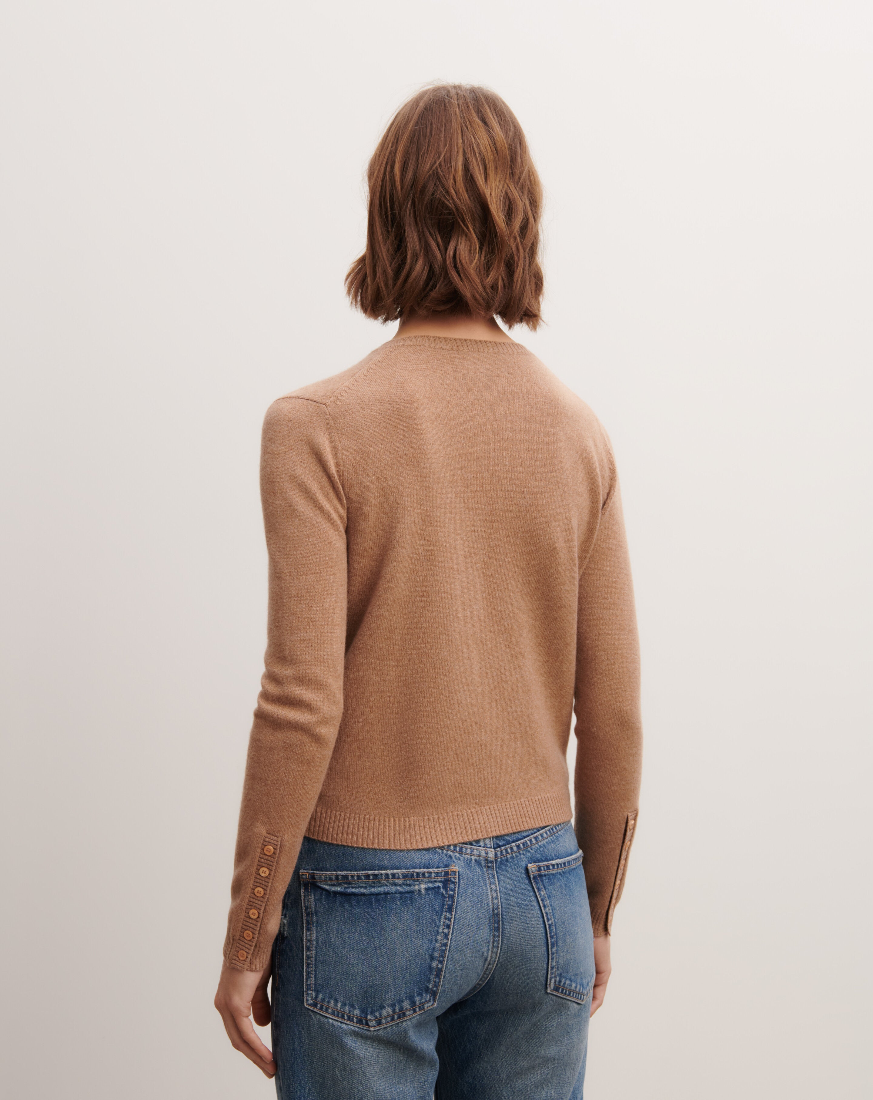 Cardigan  manches boutons-CARAMEL-100% cachemire