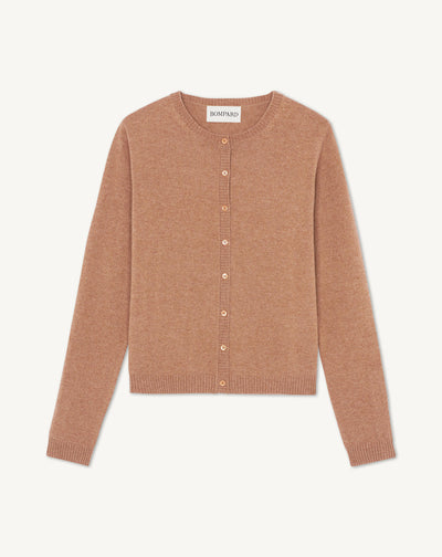 Cardigan  manches boutons-CARAMEL-100% cachemire