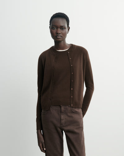 Cardigan  manches boutons-CHOCOLAT-100% cachemire