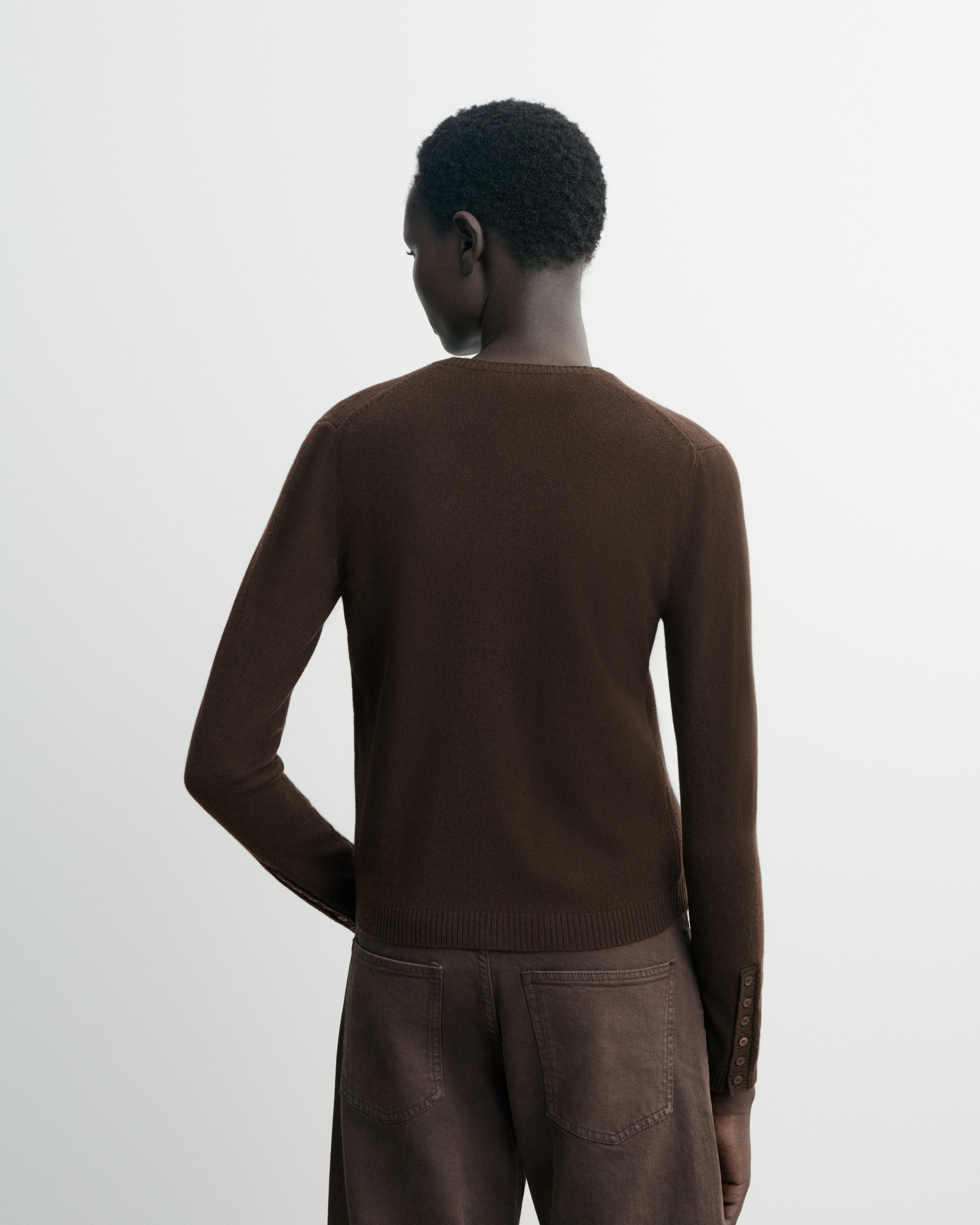 Cardigan  manches boutons-CHOCOLAT-100% cachemire